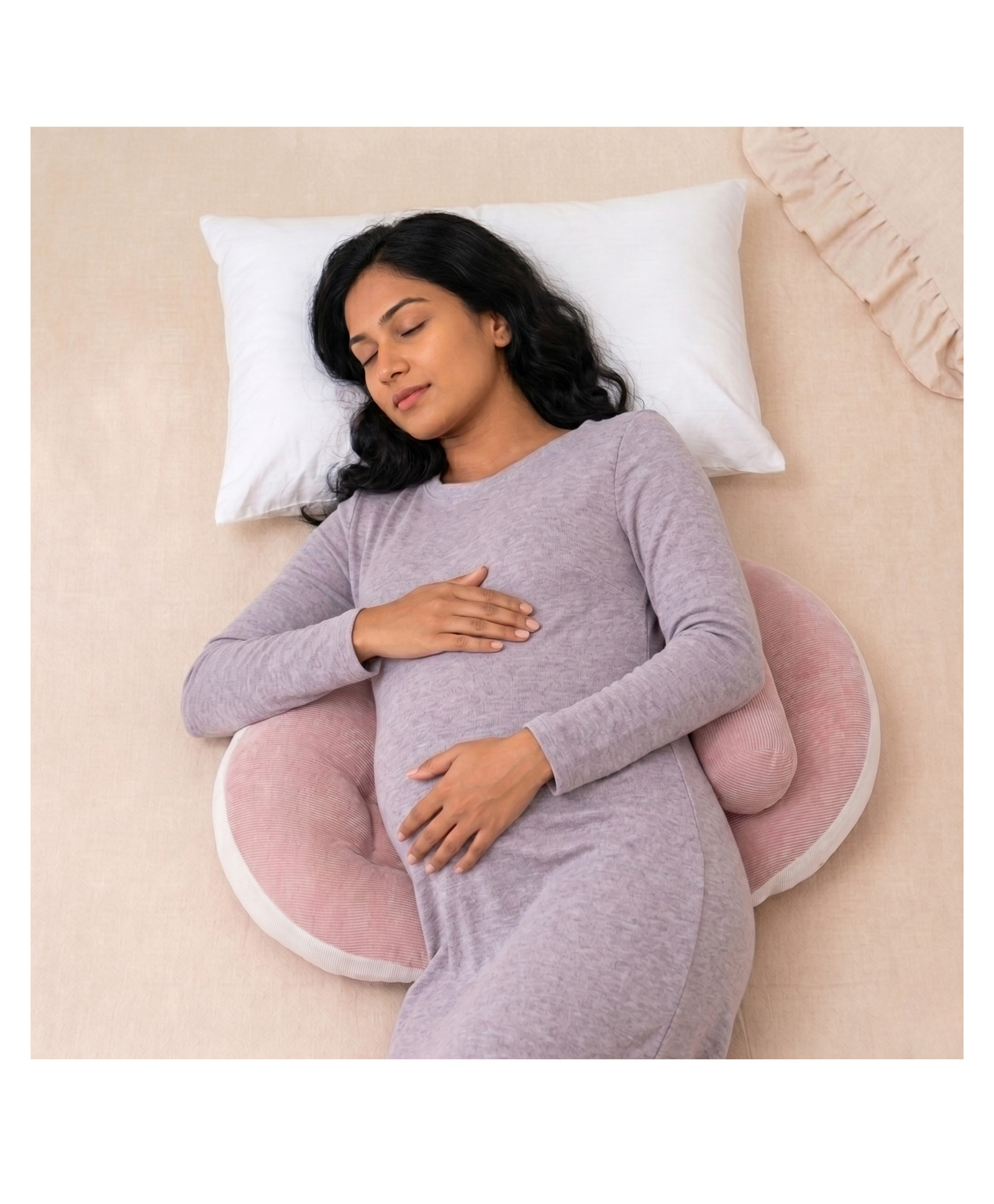 Bembika Pregnancy Pillow Adjustable U Shaped Pregnancy Pillow for Belly and Back Support, Maternity Body Pillow for Side Sleeping, Compact Pregnancy Support Pillow for Comfort(Blue)-picture-6