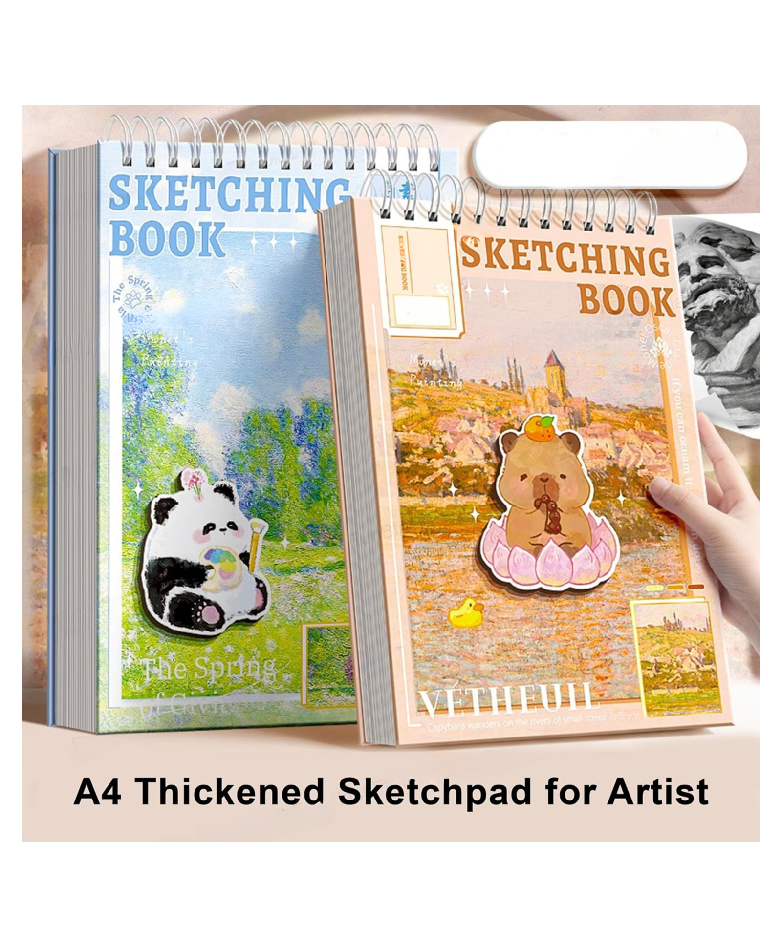 YAMAMA Sketching Book for Artist, A4 Thickened Sketchpad for Artist, Students Hand-Painted Colored Lead Picture Album Sketch Book for Painting, Drawing, Art And Craft Work A4 Size(Pack of 1Color And Design May Vary)-image-19