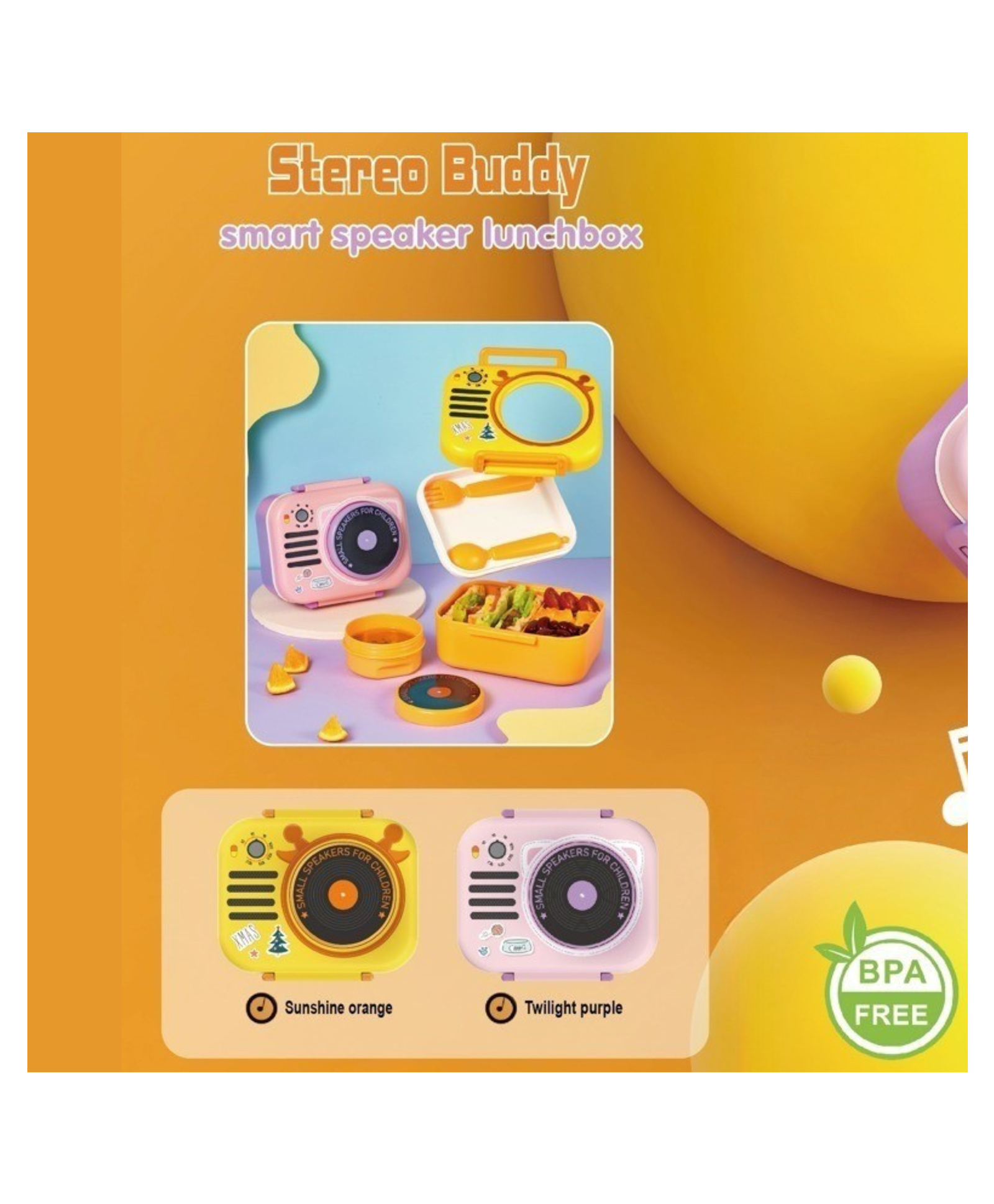 YAMAMA Stereo Buddy Smart Speaker Shaped Lunch Box 3 Compartment Lunch Box with 680 ML Lunch Box 150 ml Bowl And Cutlery(Pack of 1Color May Vary)-image-1