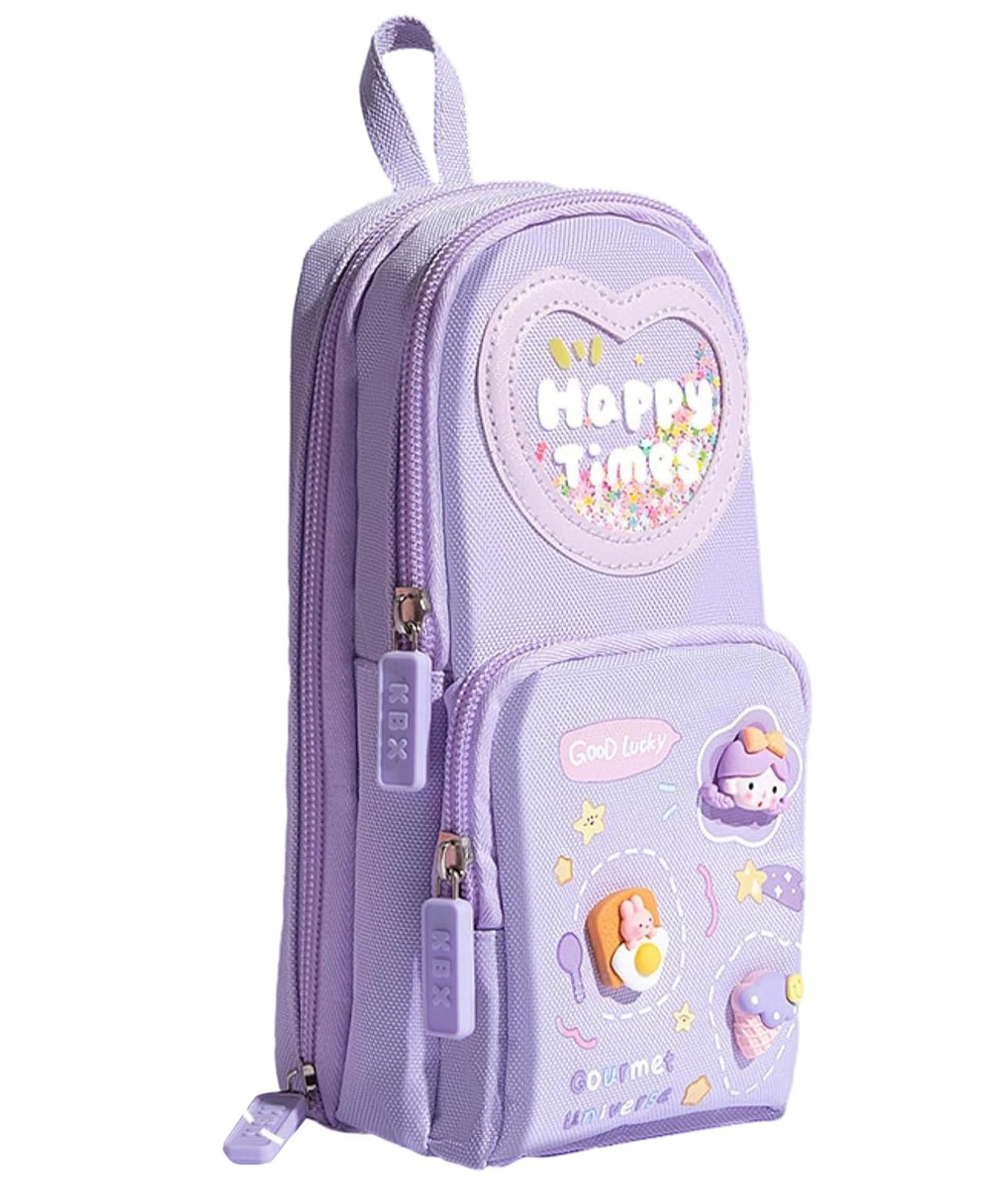 YAMAMA Kawaii Pencil Case 3 Compartment Cute Pencil Case for Girls Large Capacity Pen Pencil Pouch Multifunctional Organizer for School Kids Cute Stationery Gifts For Kids - Purple-picture-28