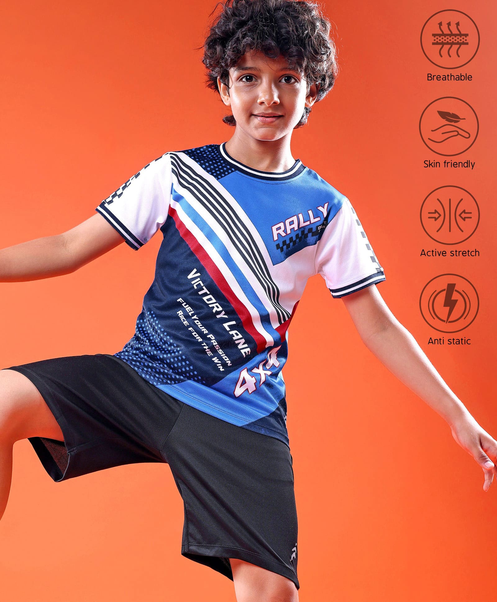 Pine Active Knit Half Sleeves Printed T-Shirt - Blue-image-43