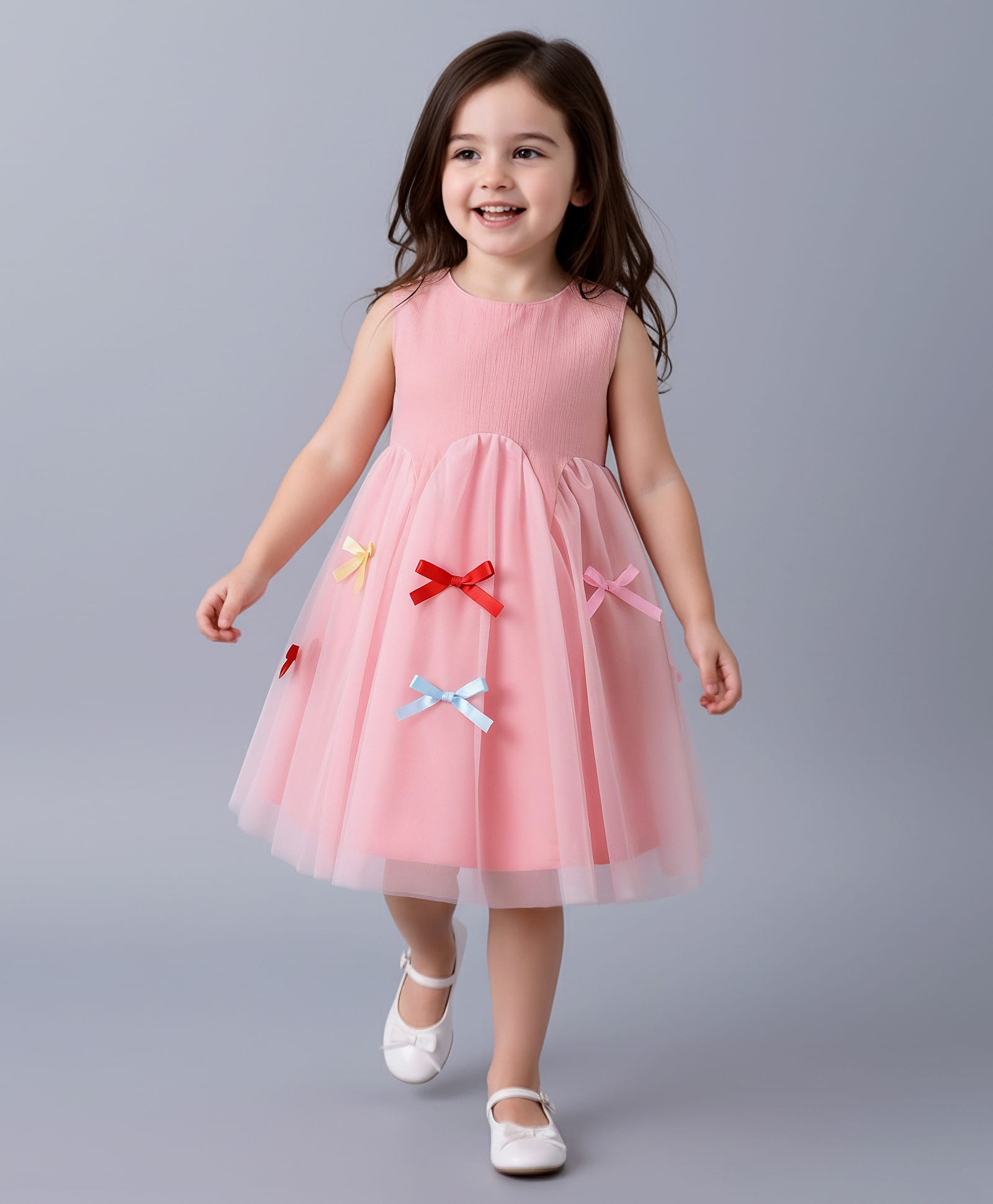 Mark & Mia Sleeveless Solid Color Party Dress with Bow Applique - Pink-picture-34