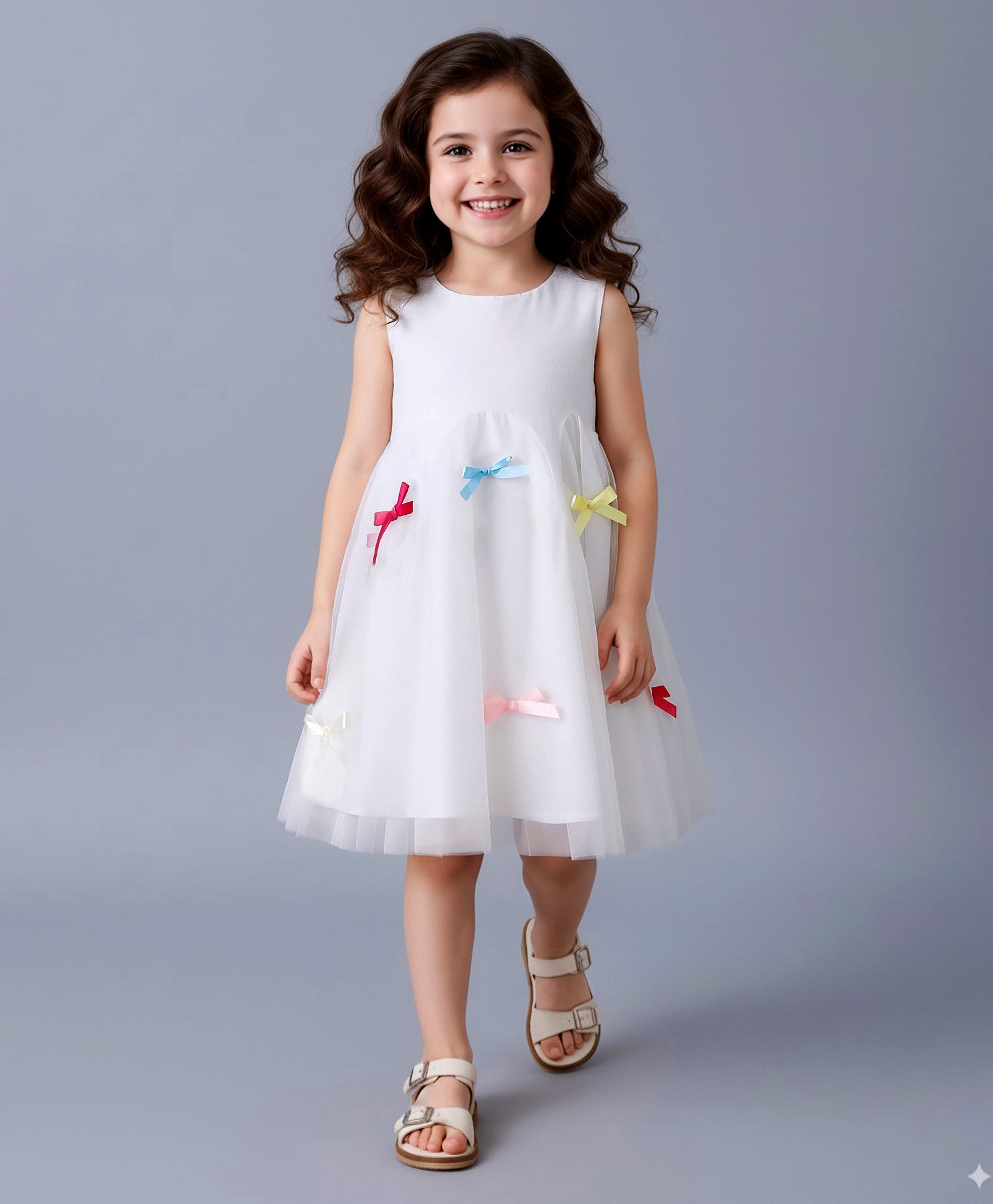 Mark & Mia Sleeveless Solid Color Party Dress with Bow Applique - White-picture-33