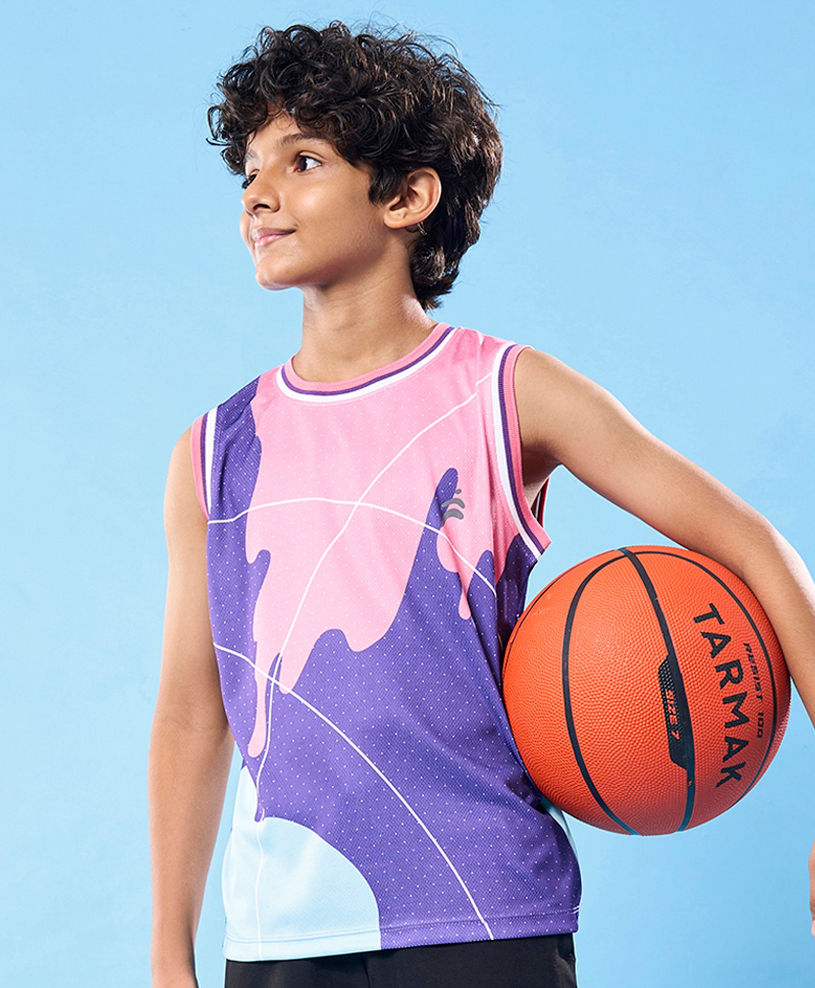 Pine Active Knit Sleeveless High Stretch T-Shirt With Color Block Design - Multicolor