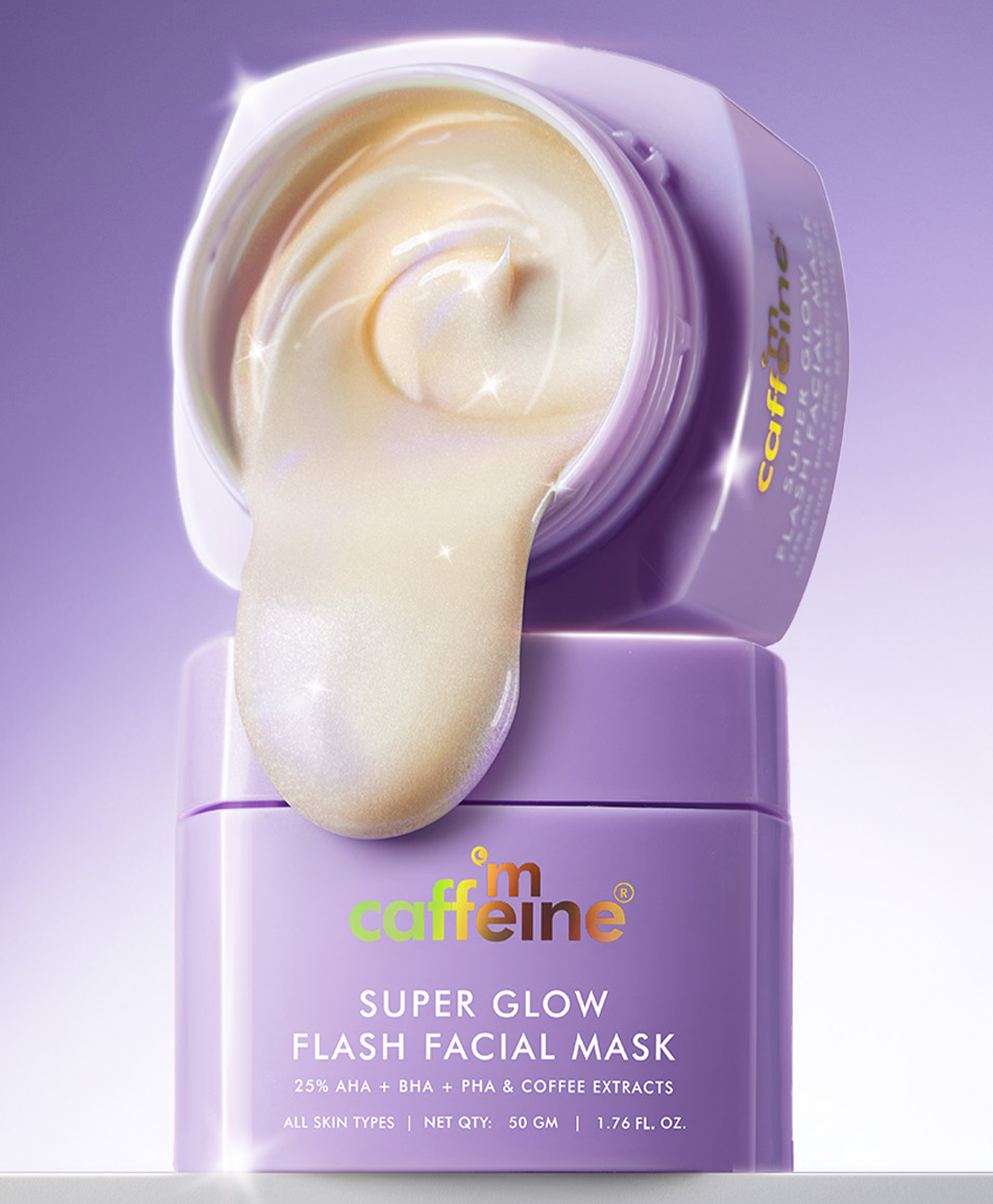 mCaffeine Super Glow Flash Facial Mask With 25% AHA+BHA+PHA - 50 g-image-0