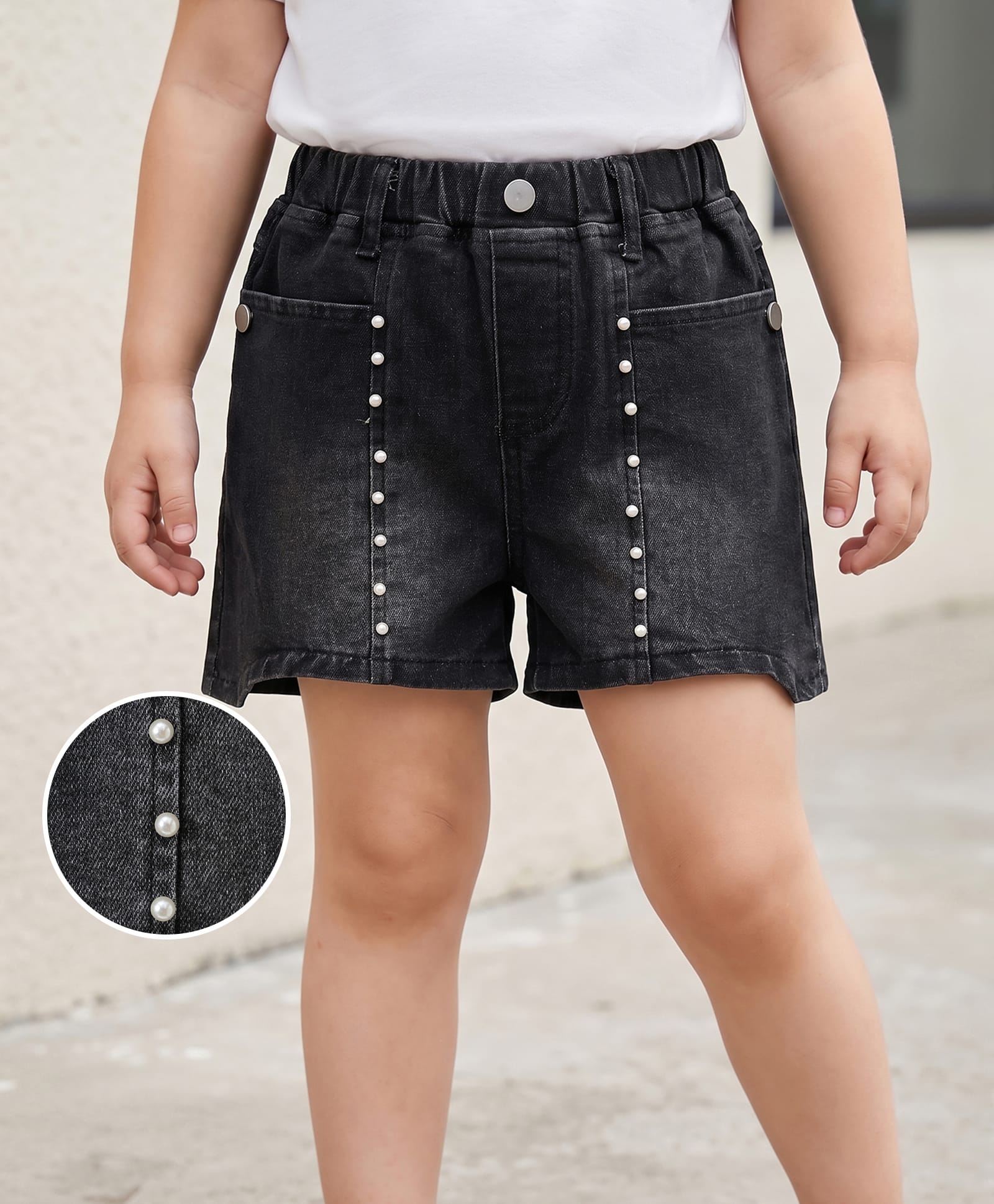 Mark & Mia Denim Washed Solid Colour Shorts - Black-picture-13