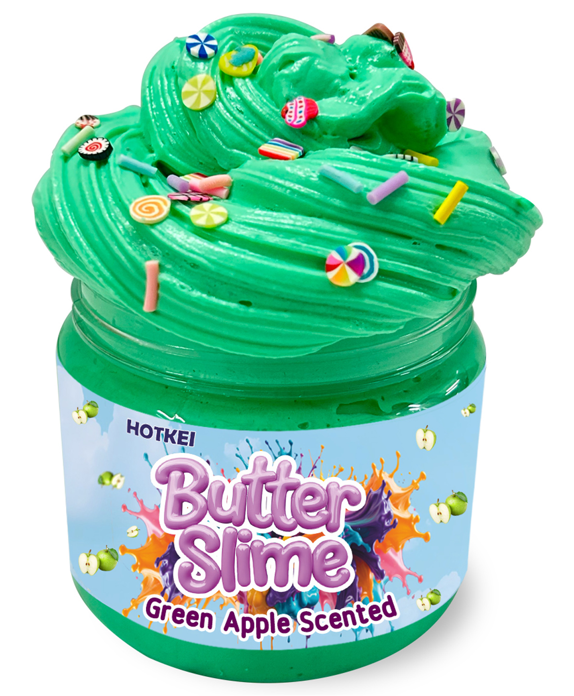 HOTKEI Green Apple Scented Butter Slime Kit for Kids (Ages 3-10)Soft, Stretchy, and Fun Sensory Toy with Candy CharmsBirthday Return Gift for Boys & Girls-picture-25