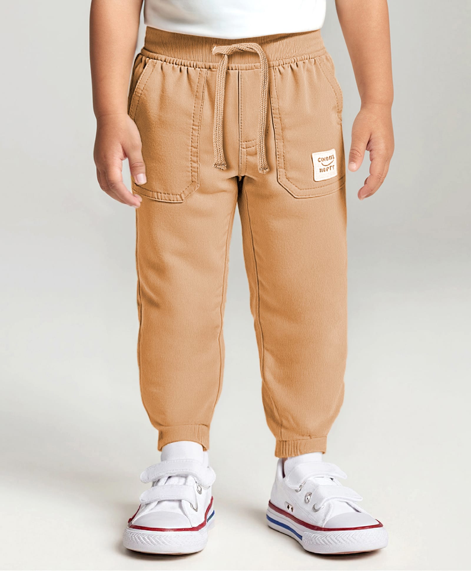 Babyhug Twill Woven Full Length Solid Coloured Trousers With Stretch - Khaki-picture-26