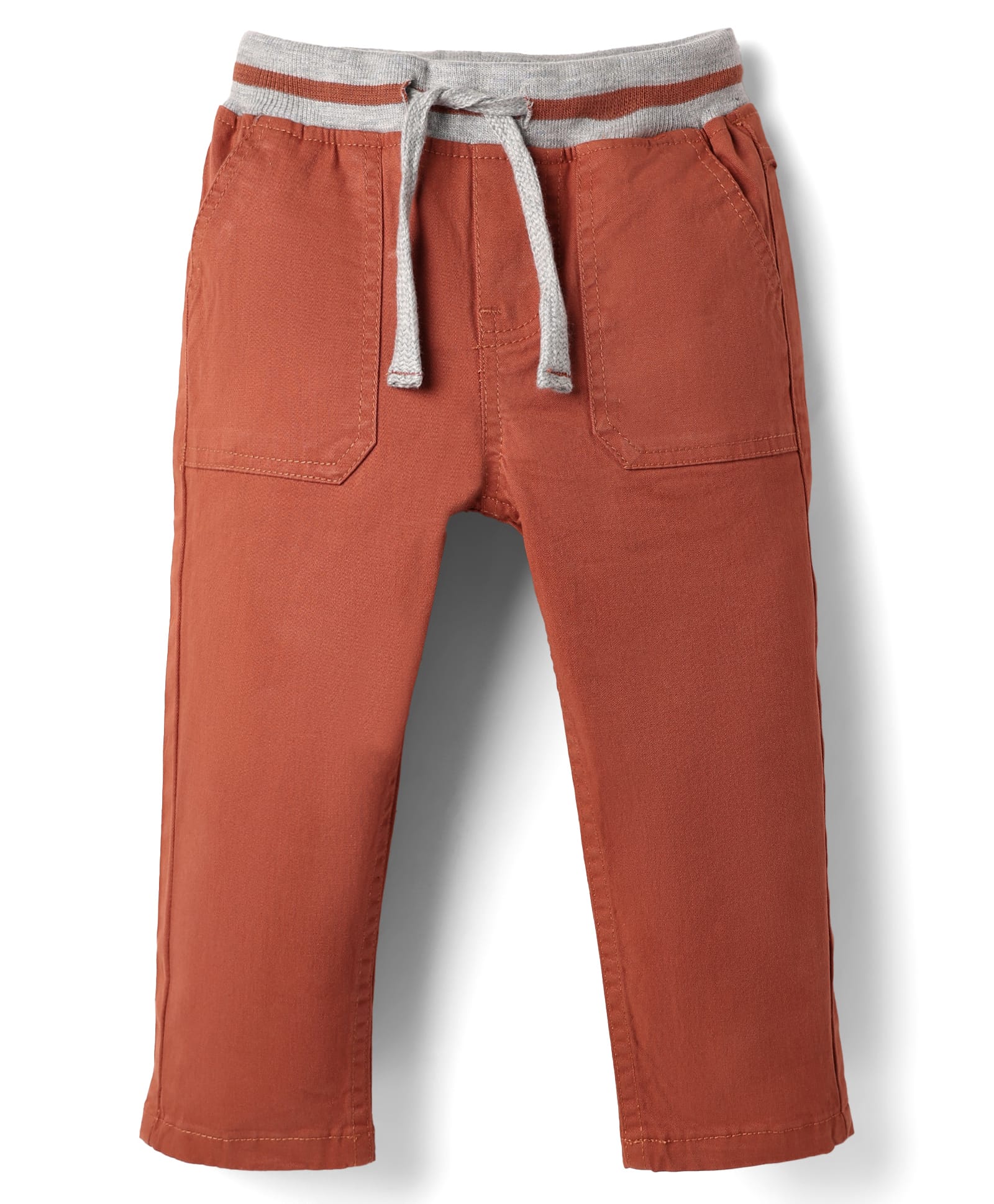 Babyhug Twill Woven Full Length Solid Coloured Trousers With Stretch - Rust Orange-picture-15