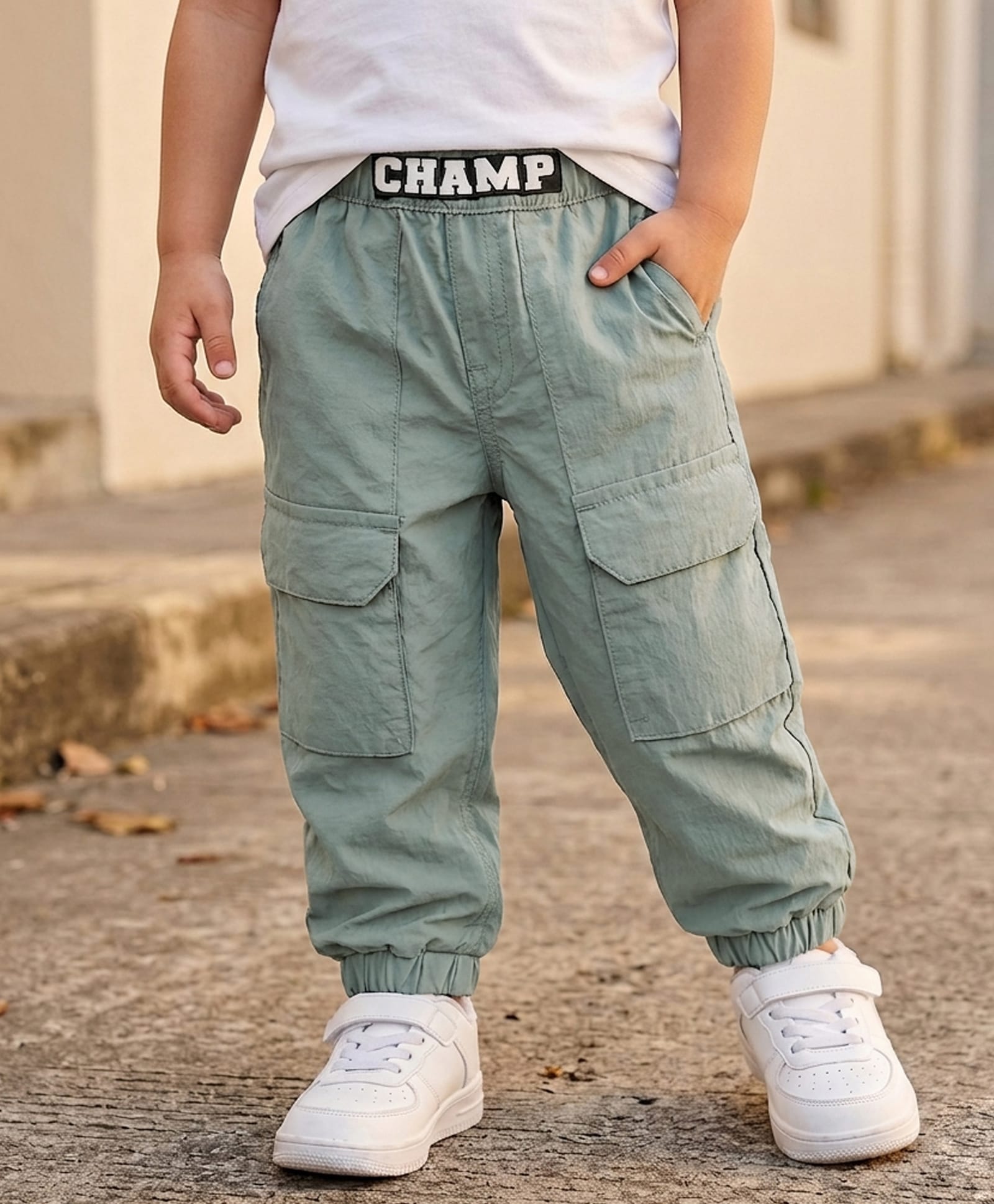 Babyhug Woven Full Length Solid Colour Trouser Pant - Grey-picture-25