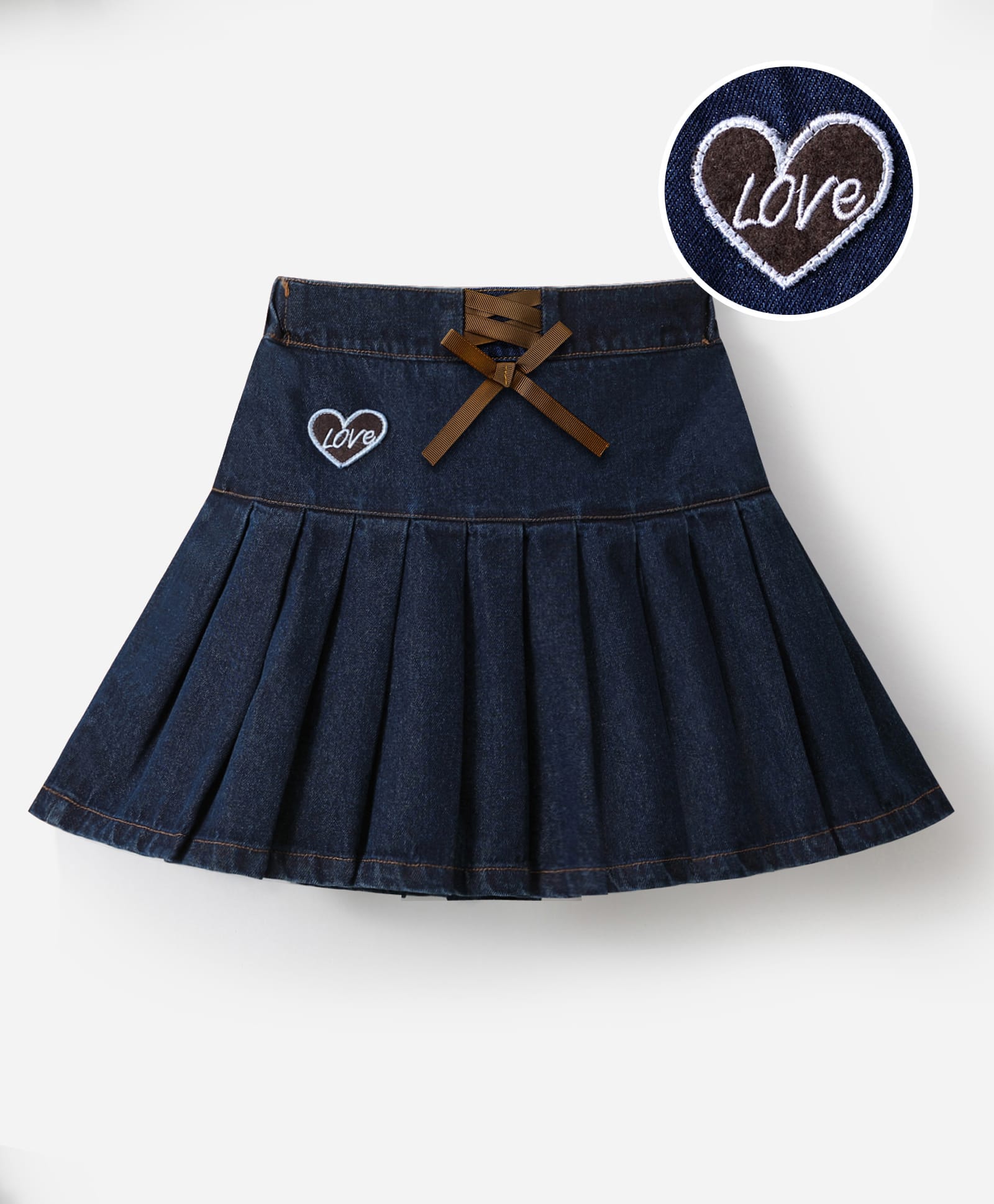 Mark & Mia Cotton Washed Skirts With Heart Embroidery - Navy Blue-picture-11