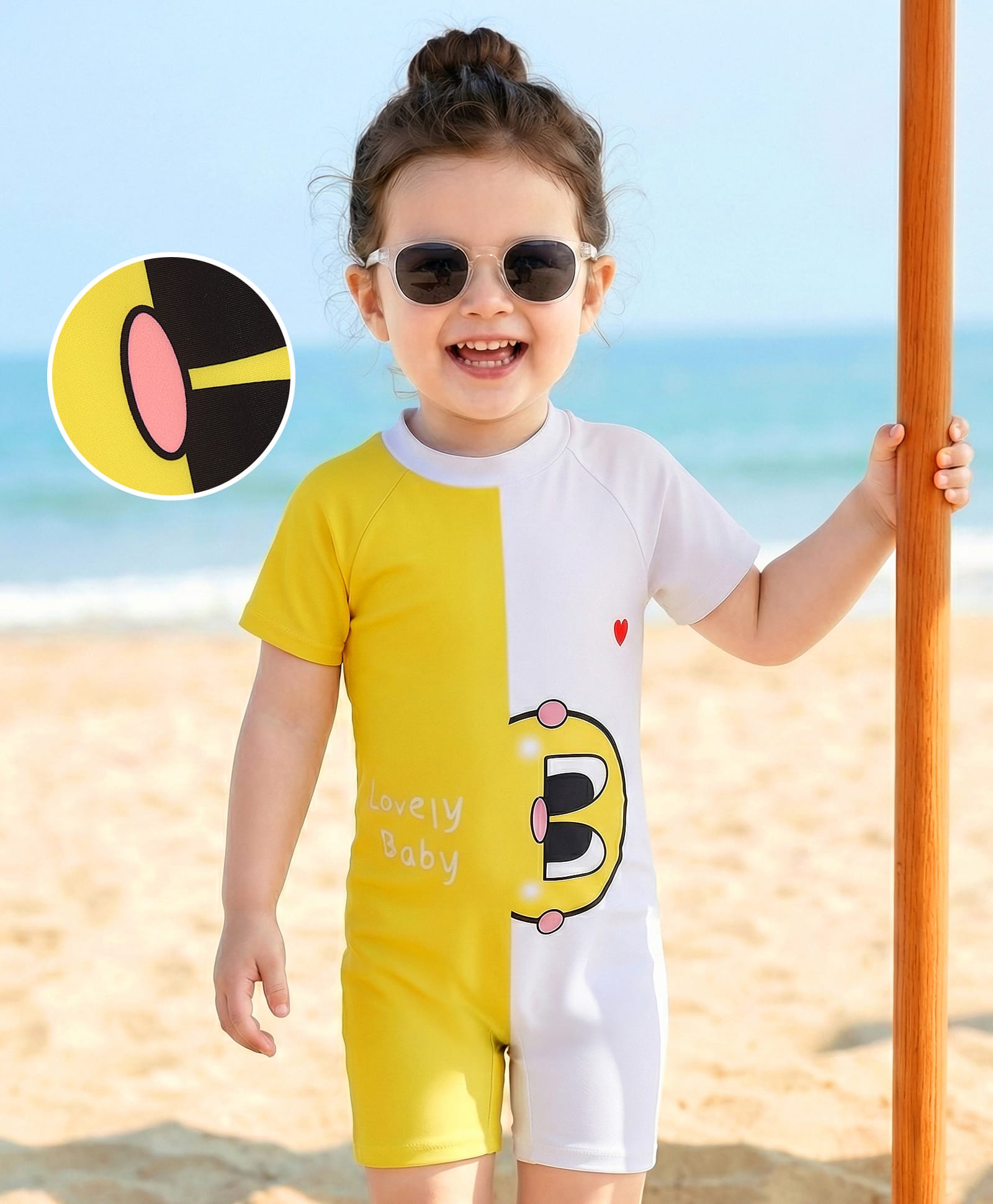 Mark & Mia Half Raglan Sleeves Legged Swimsuit With Duck Print - Yellow-image-19
