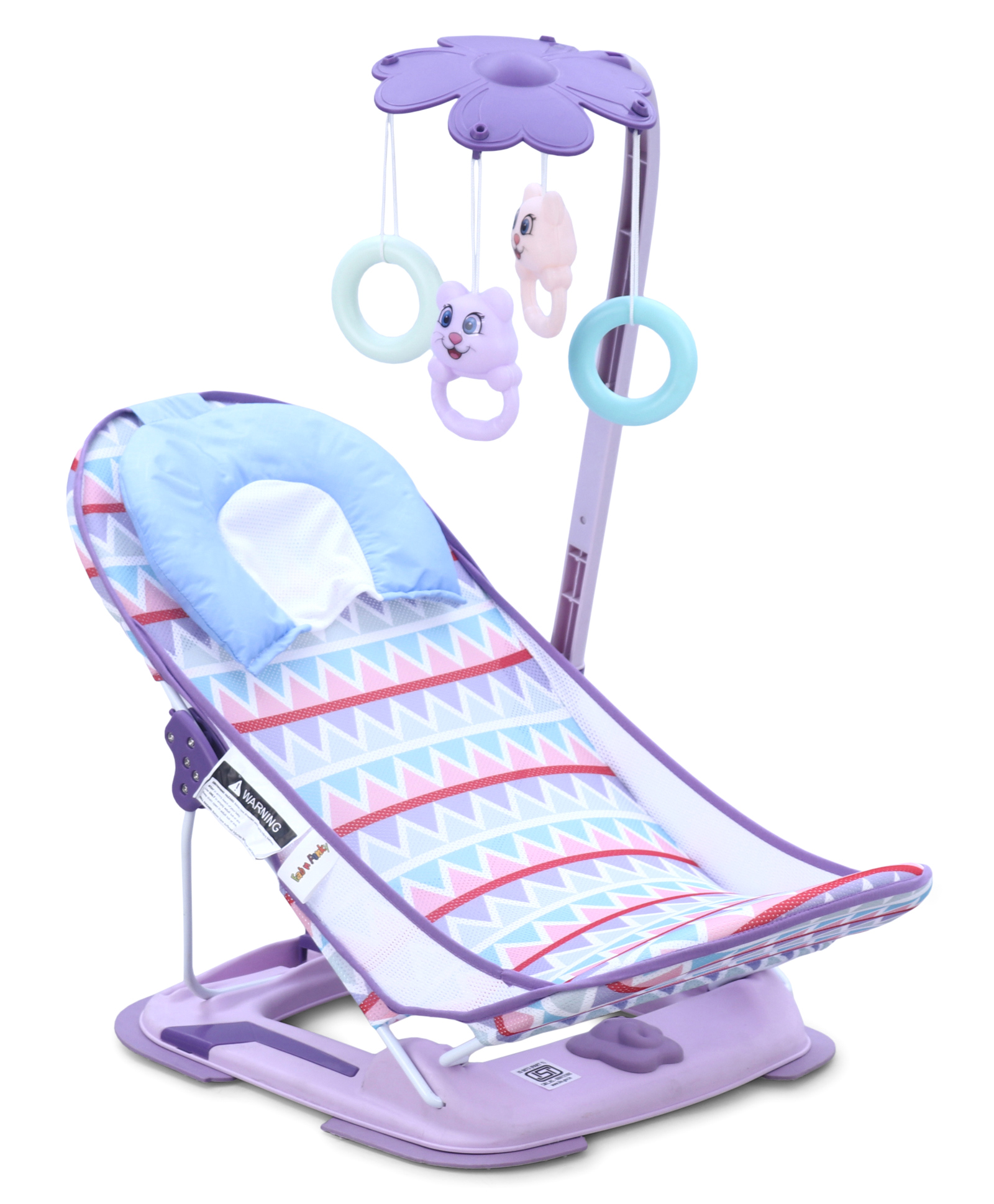 Baby Bather With Toys - Purple| Reclining Seat| Spacious| Anti Skid Base| Head Support| Compact Fold| Travel Friendly| Washable Cover| Newborn| Boys & Girls