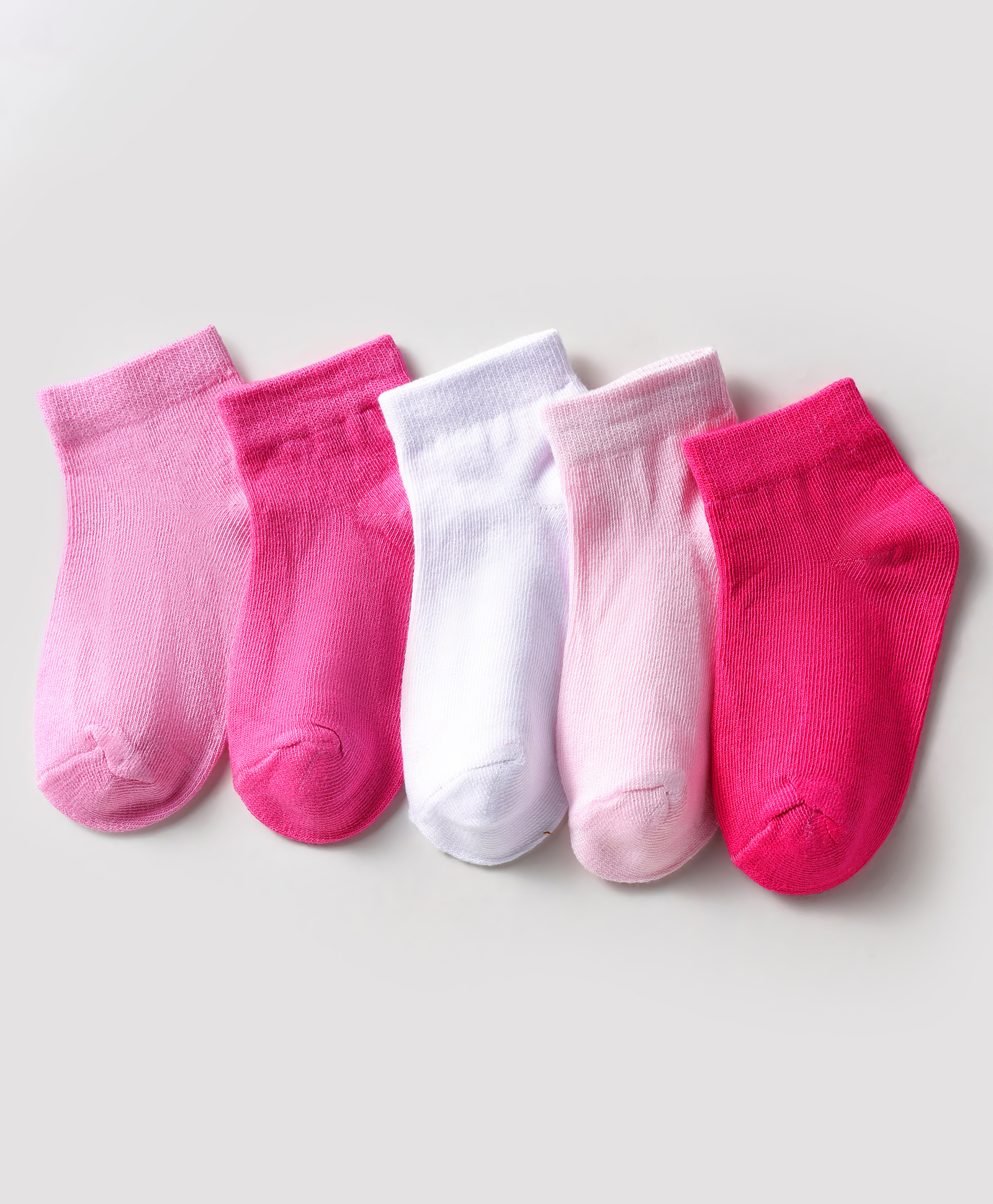 Kookie Kids Terry Knit Ankle Length Solid Socks Pack Of 5 - Pink Lilac & Red-image-38