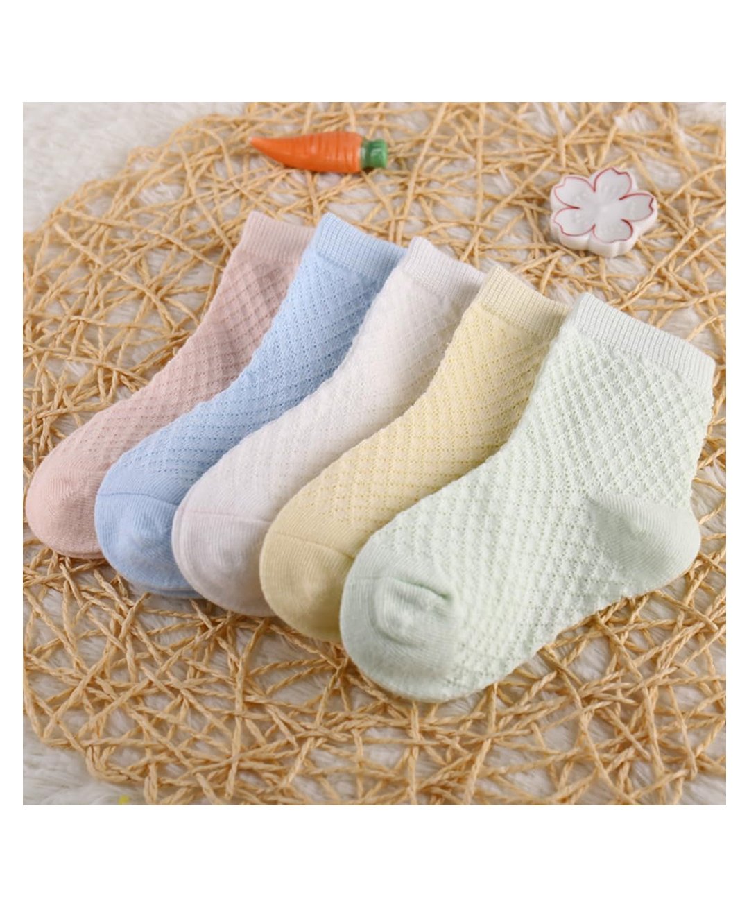 MOMISY Cotton Pack Of 5 Self Designed Socks - Multi Colour-image-46