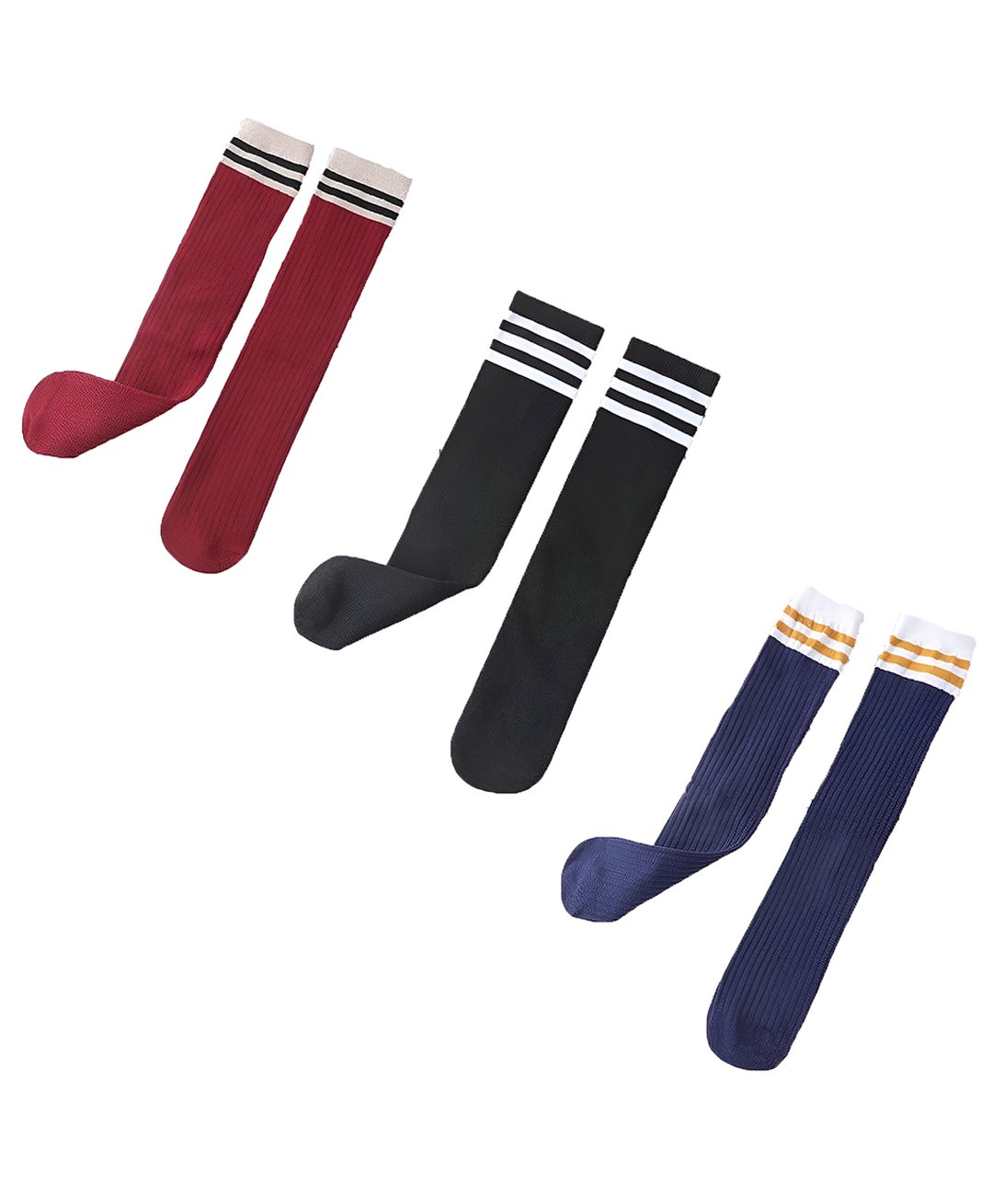 MOMISY Cotton Pack Of 3 Colour Blocked Socks - Multi Colour-image-2