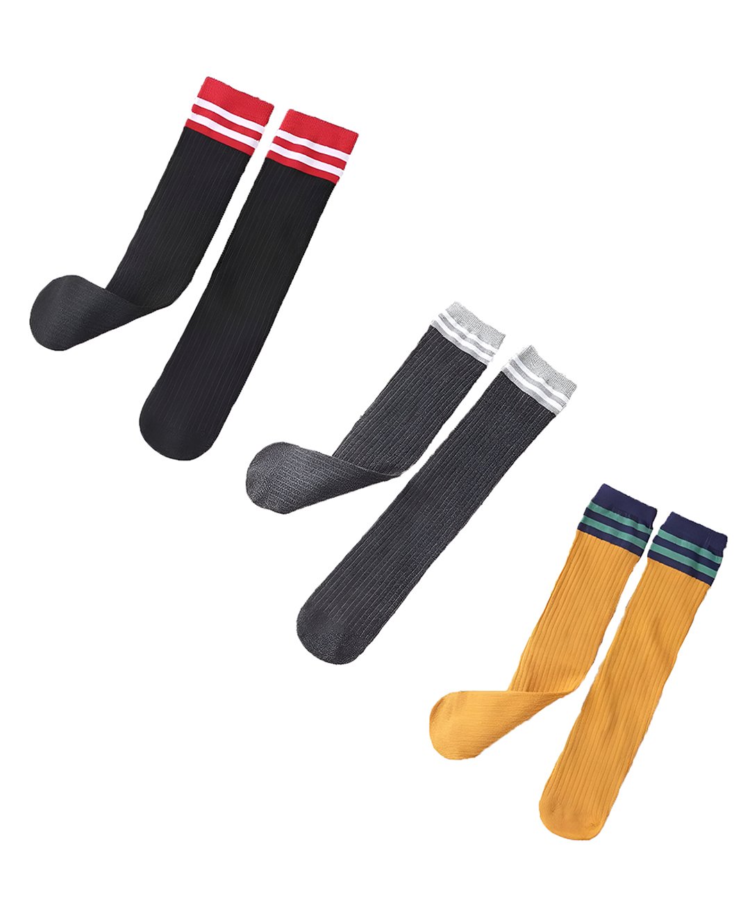 MOMISY Cotton Pack Of 3 Colour Blocked Socks - Multi Colour-picture-35