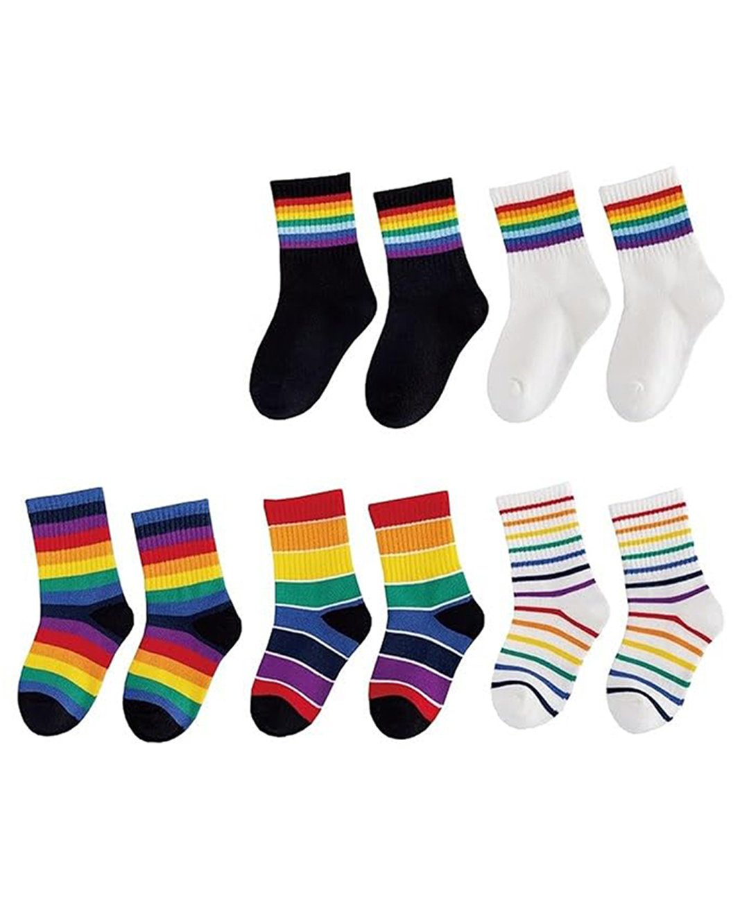 MOMISY Cotton Pack Of 5 Striped Socks - Multi Colour-image-45