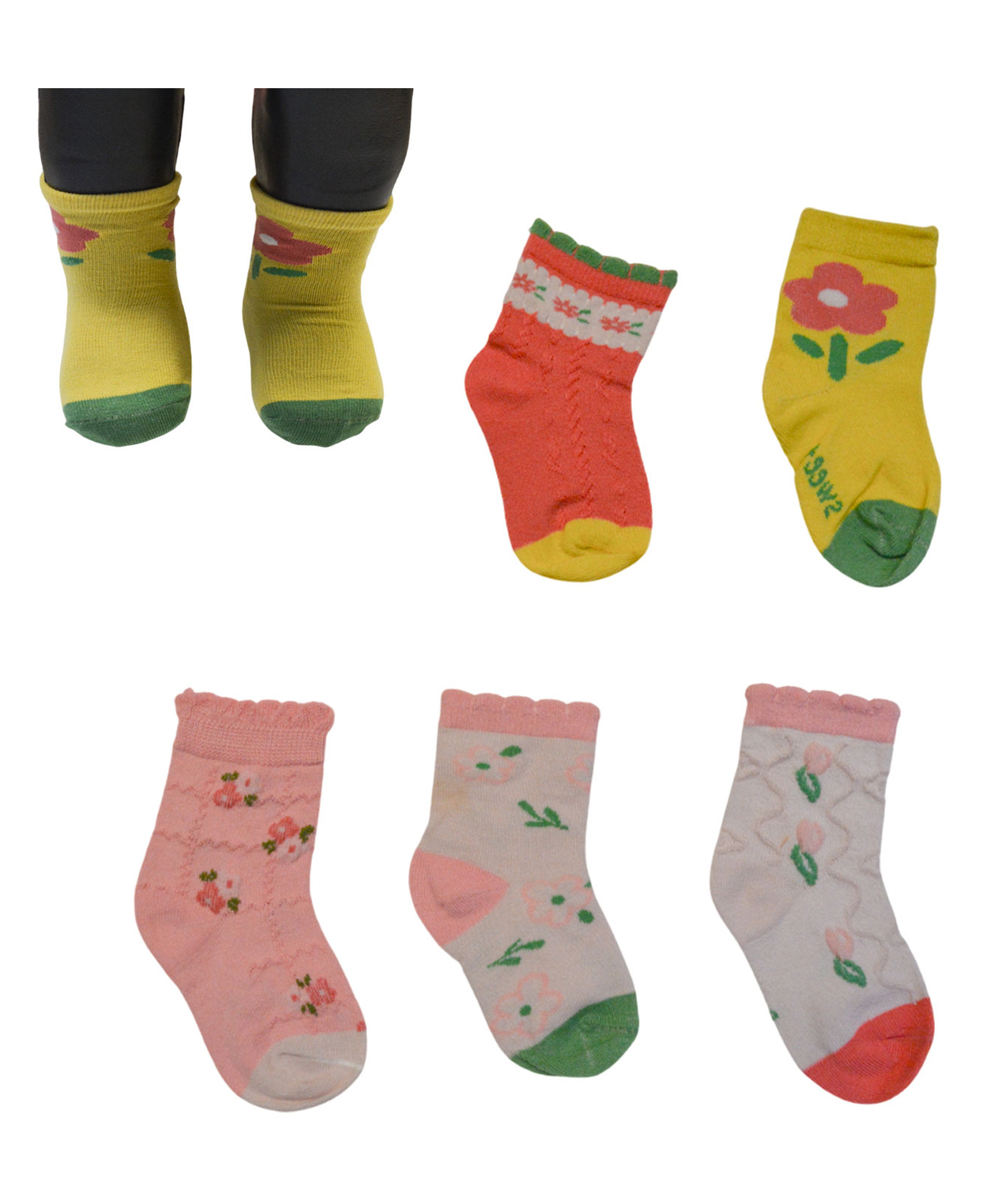 MOMISY Pack Of 5 Floral Printed Tube Socks - Multi Colour-picture-38