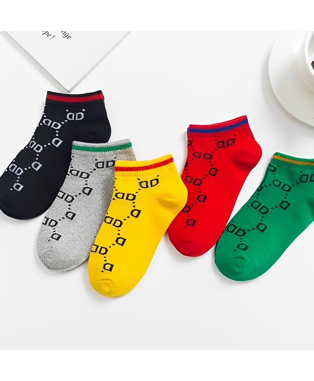 MOMISY Pack Of 5 Abstract Printed Tube Socks - Multi Colour-picture-17
