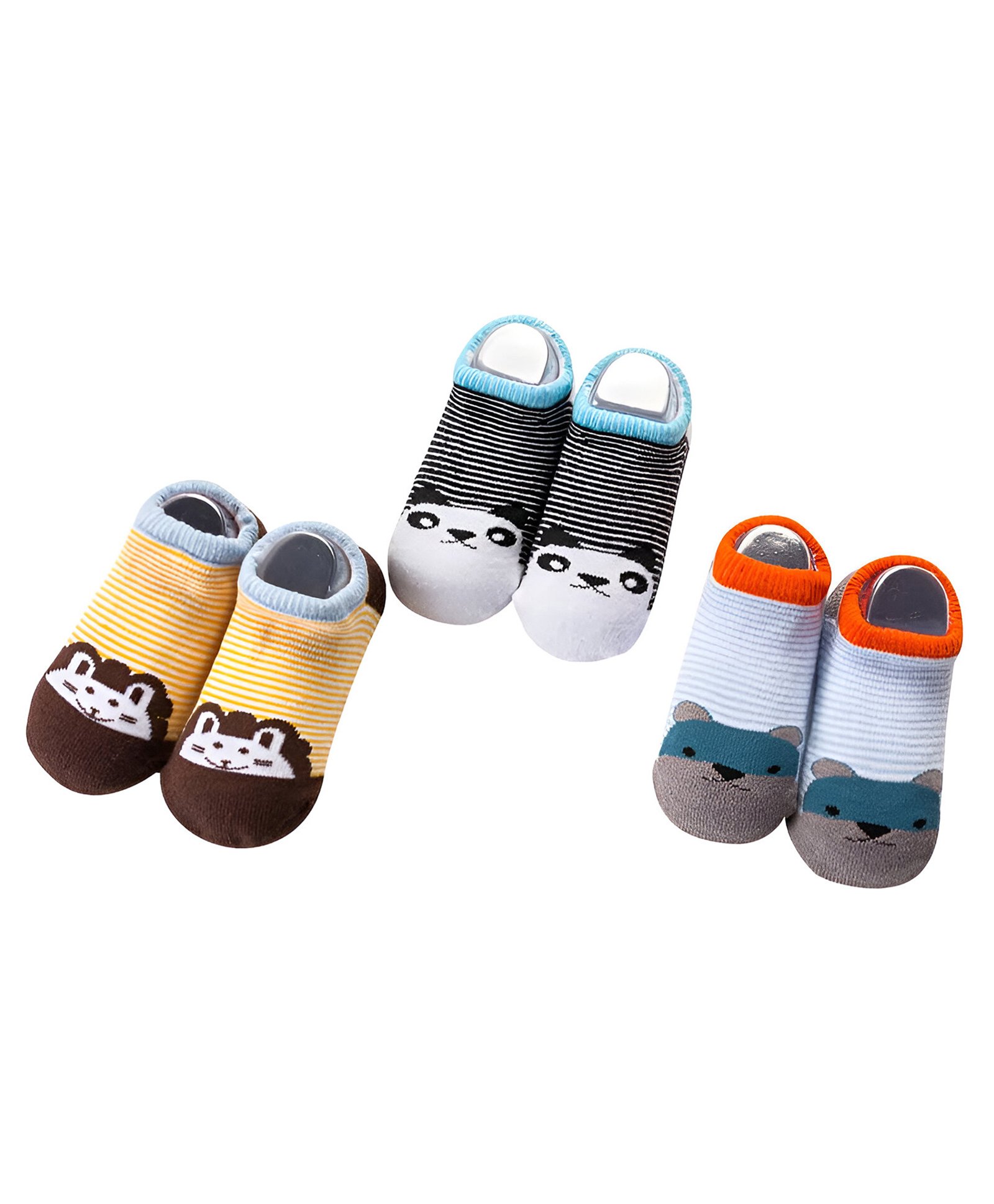 MOMISY Cotton Pack Of 3 Baby Panda & Bear Designed Tube Socks - Multi Colour-picture-26