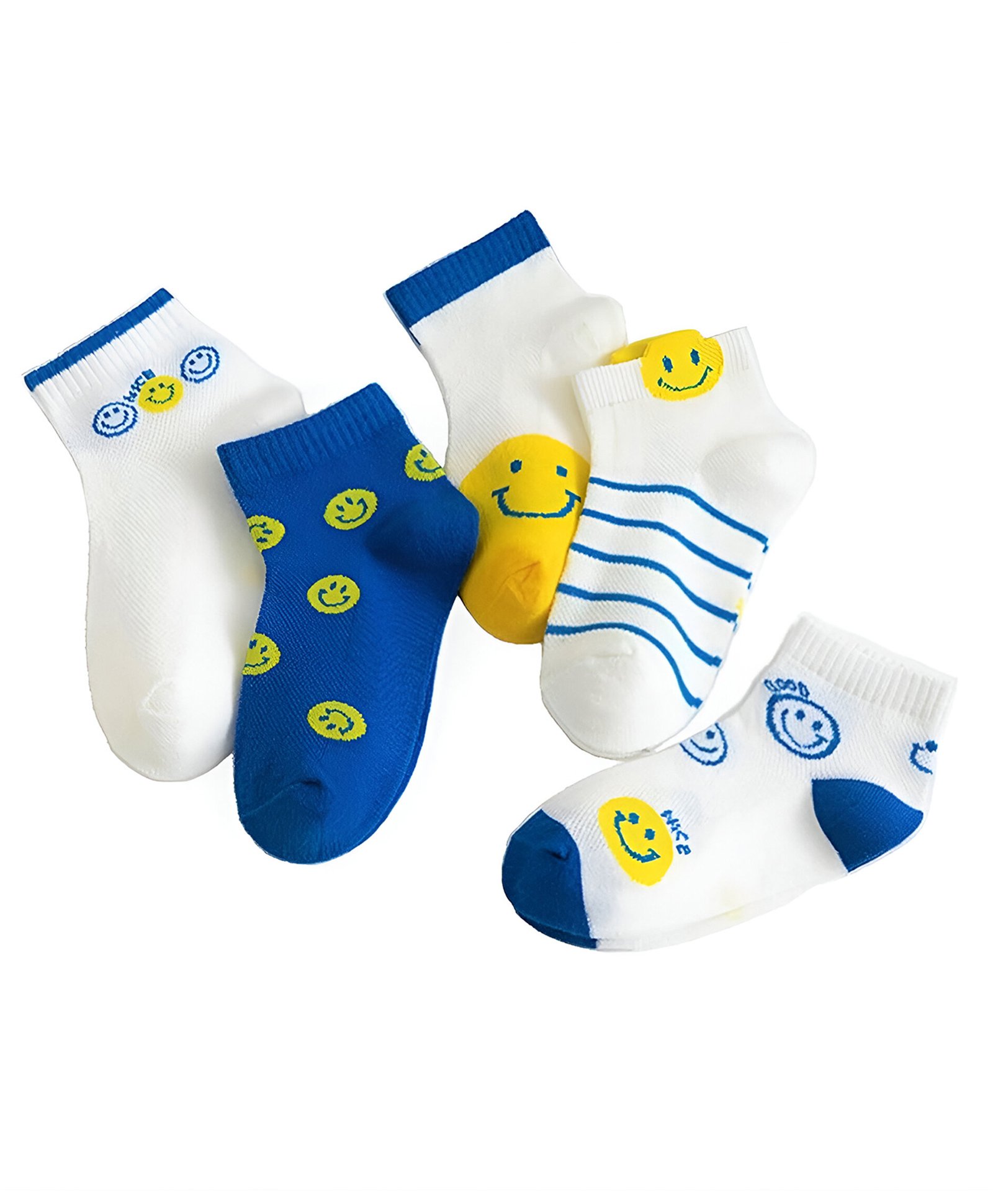 MOMISY Cotton Pack Of 5 Striped & Smiley Designed Socks - Multi Colour-picture-7