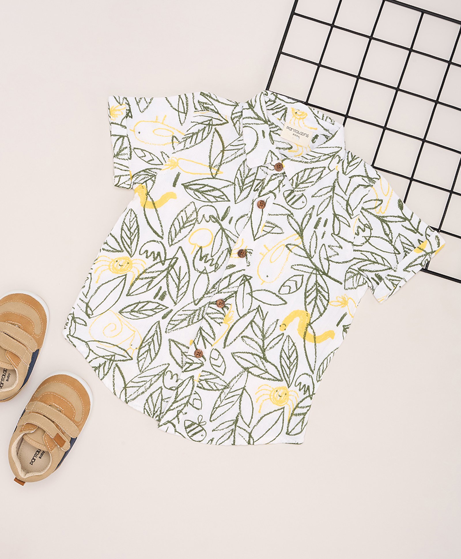 Pantaloons Baby Cotton Half Sleeves Tropical Theme Printed Shirt - White-image-20