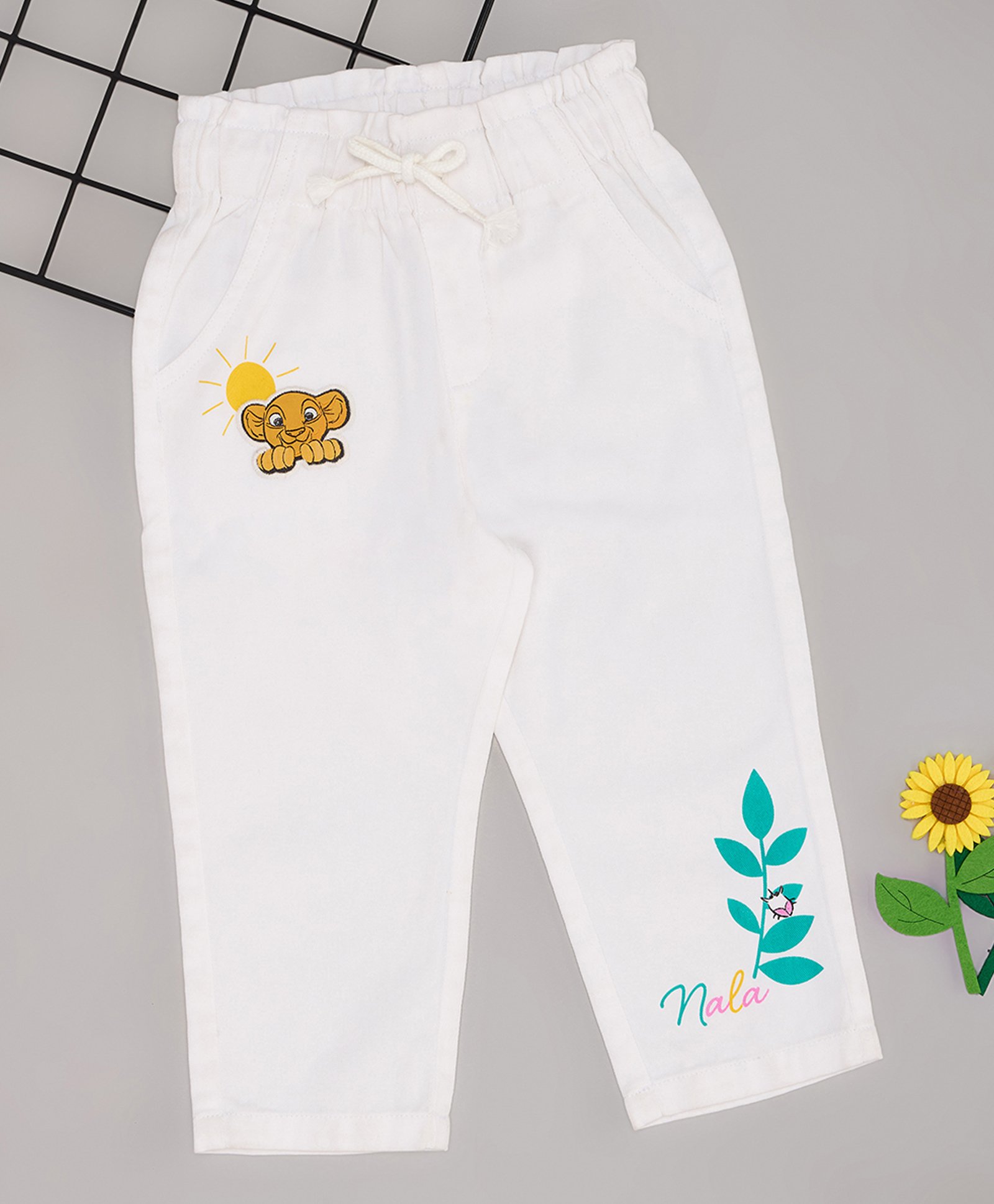 Pantaloons Baby Cotton Disney The Lion King Featuring Simba Embroidered Pant - White-image-22