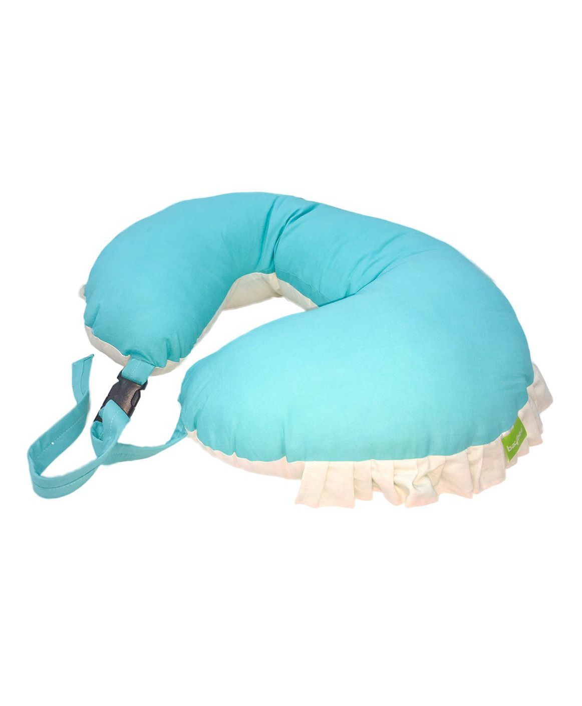 Get It 100% Cotton Extra Large Breast Feeding WIthfrill Recron Pillow Removable Cover wIth Zip Buckle Adjust Nursing - Cryan Blue Beige-picture-31