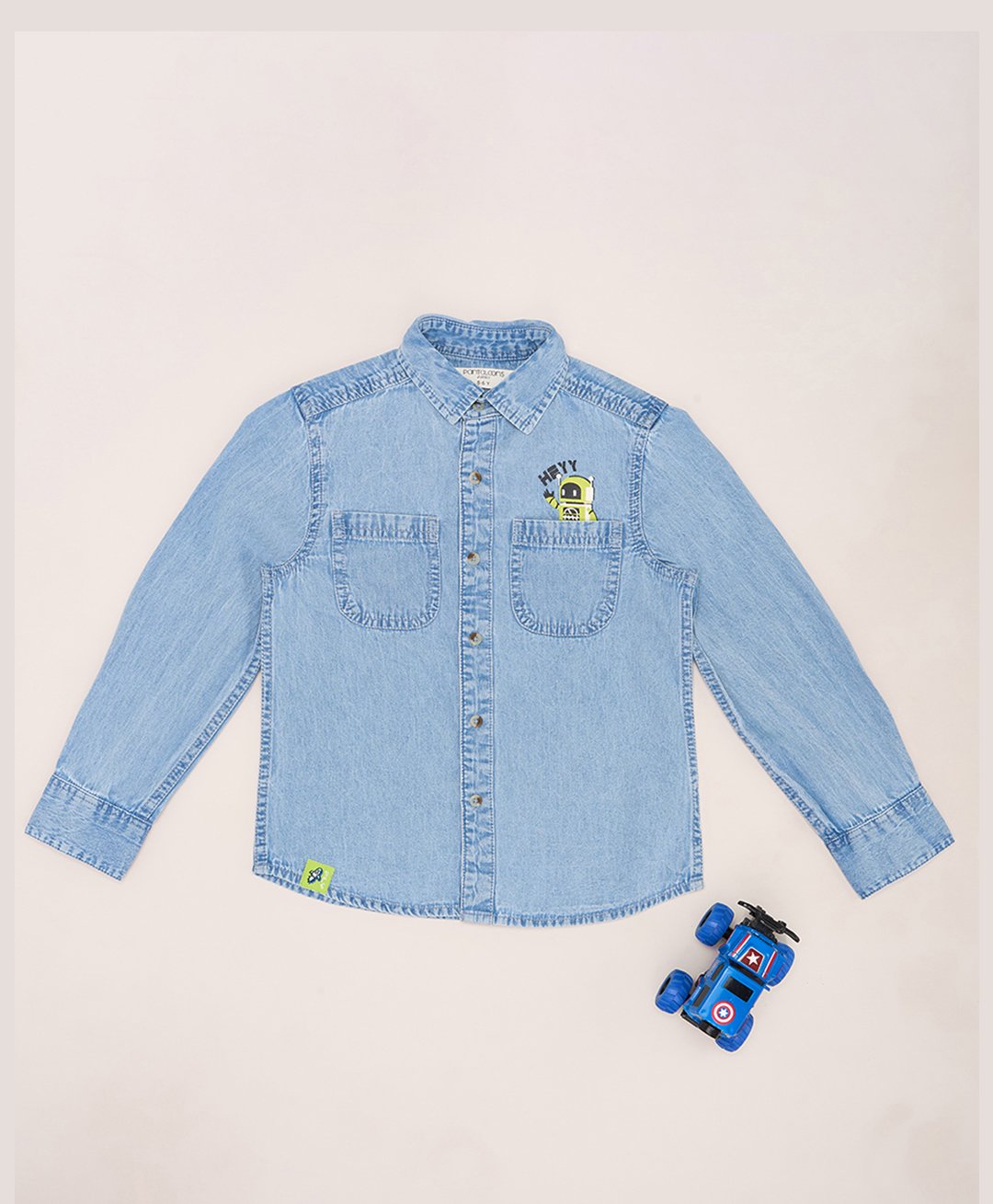 Pantaloons Junior Denim Full Sleeves Robot Printed Shirt - Angel Falls-image-10