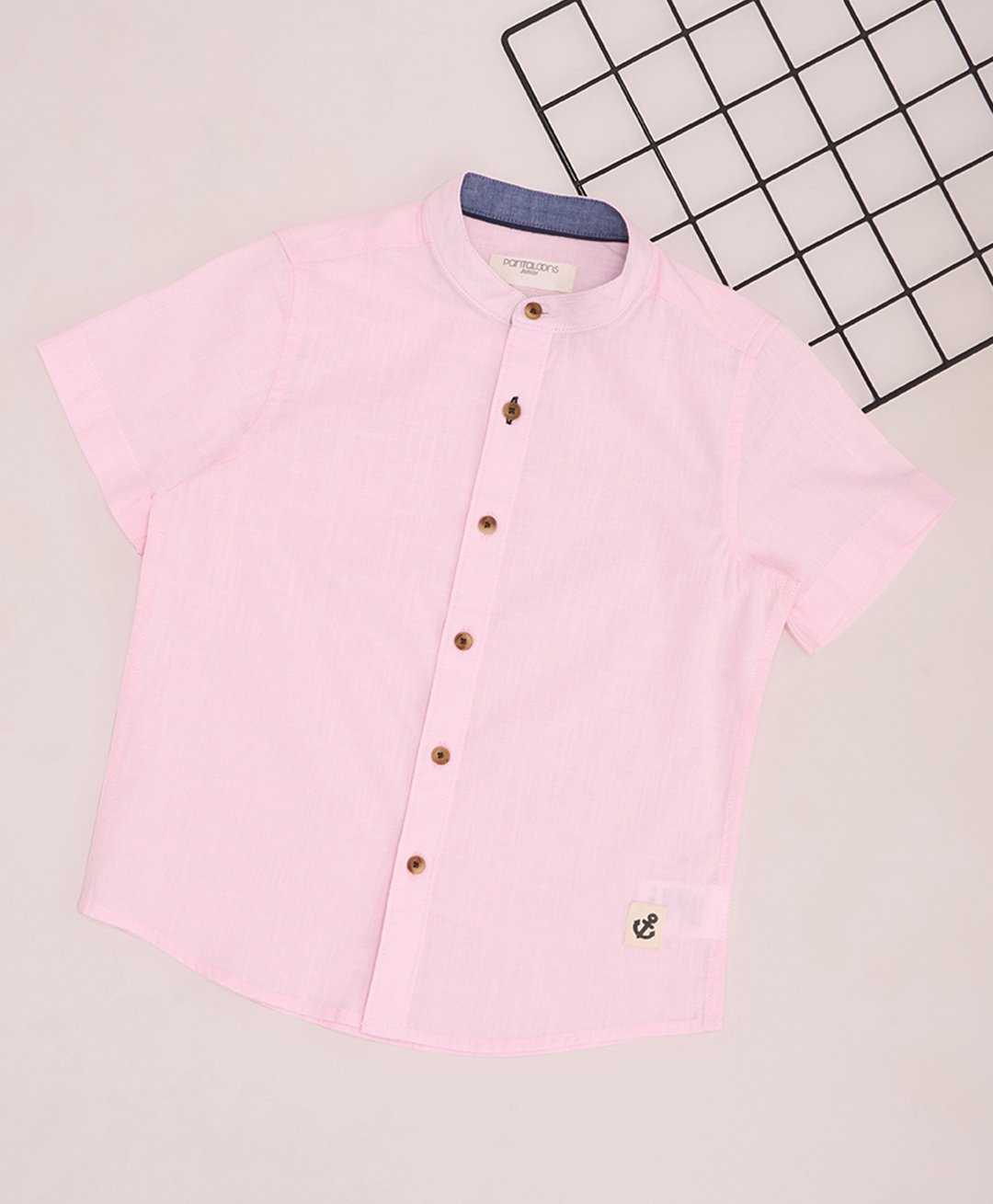 Pantaloons Junior Cotton Flax Half Sleeves Anchor Patch Detailed Shirt - Almond Blossom-picture-23