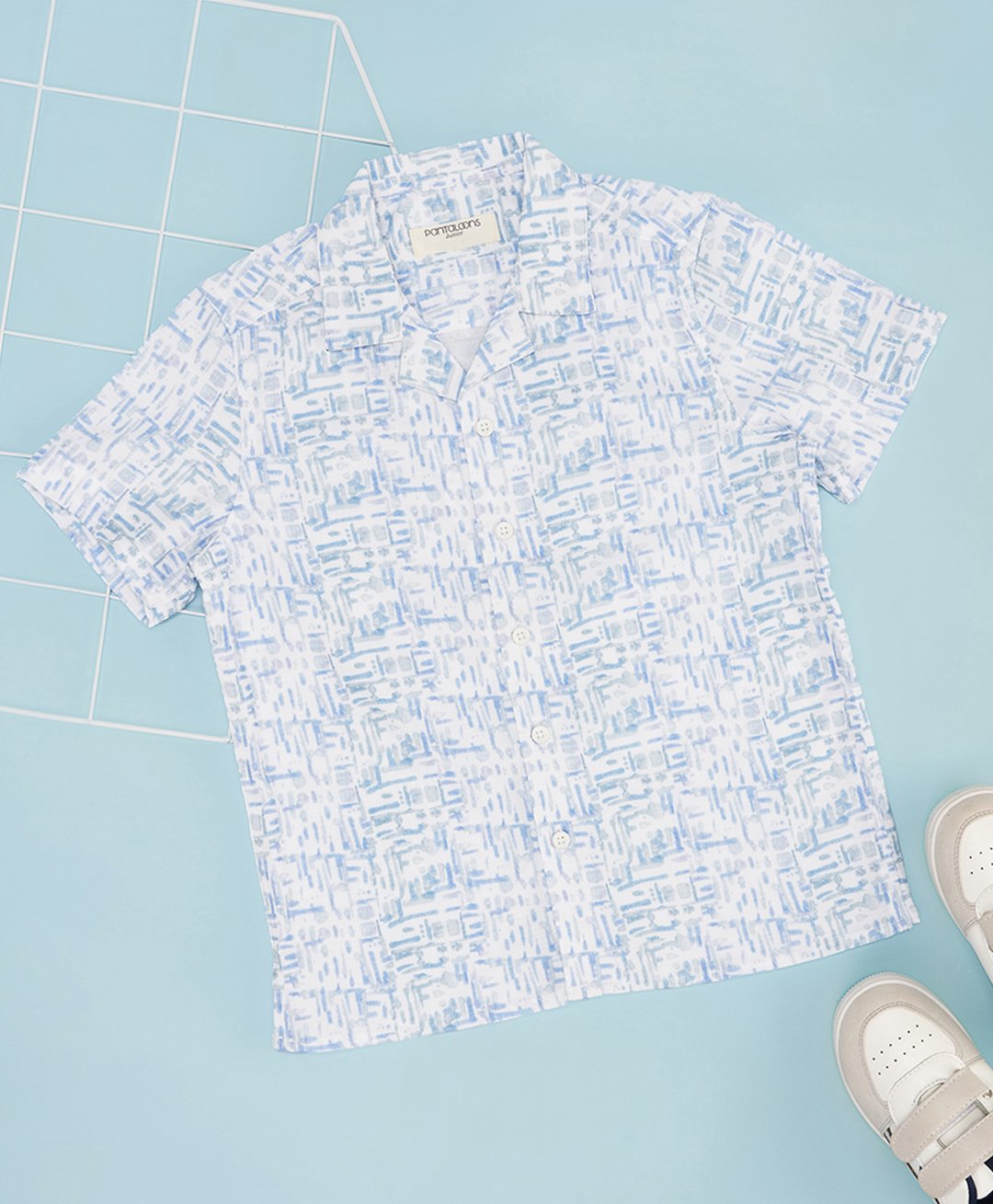 Pantaloons Junior Viscose Spandex Half Sleeves Abstract Printed Shirt - Light Blue-picture-16