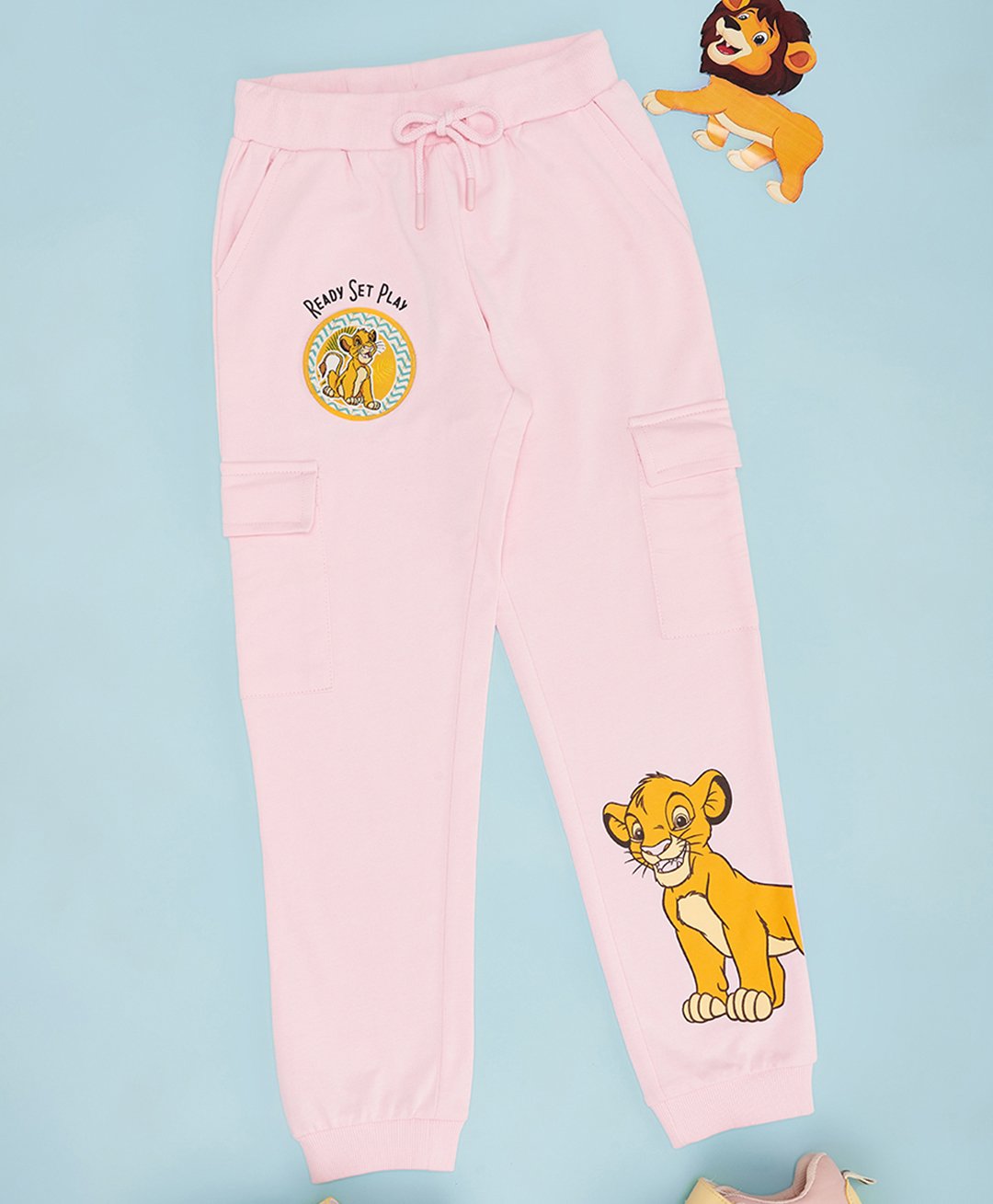 Pantaloons Junior Cotton The Lion King Featuring Simba Printed Track Pants - Pink-image-4