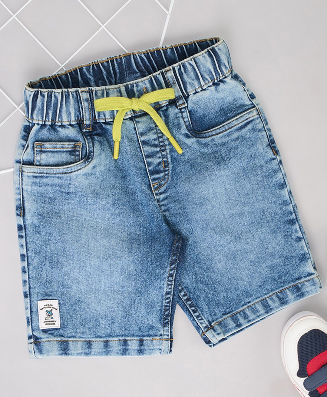 Pantaloons Junior Denim Mild Washed Shorts - Clear Sky-picture-30