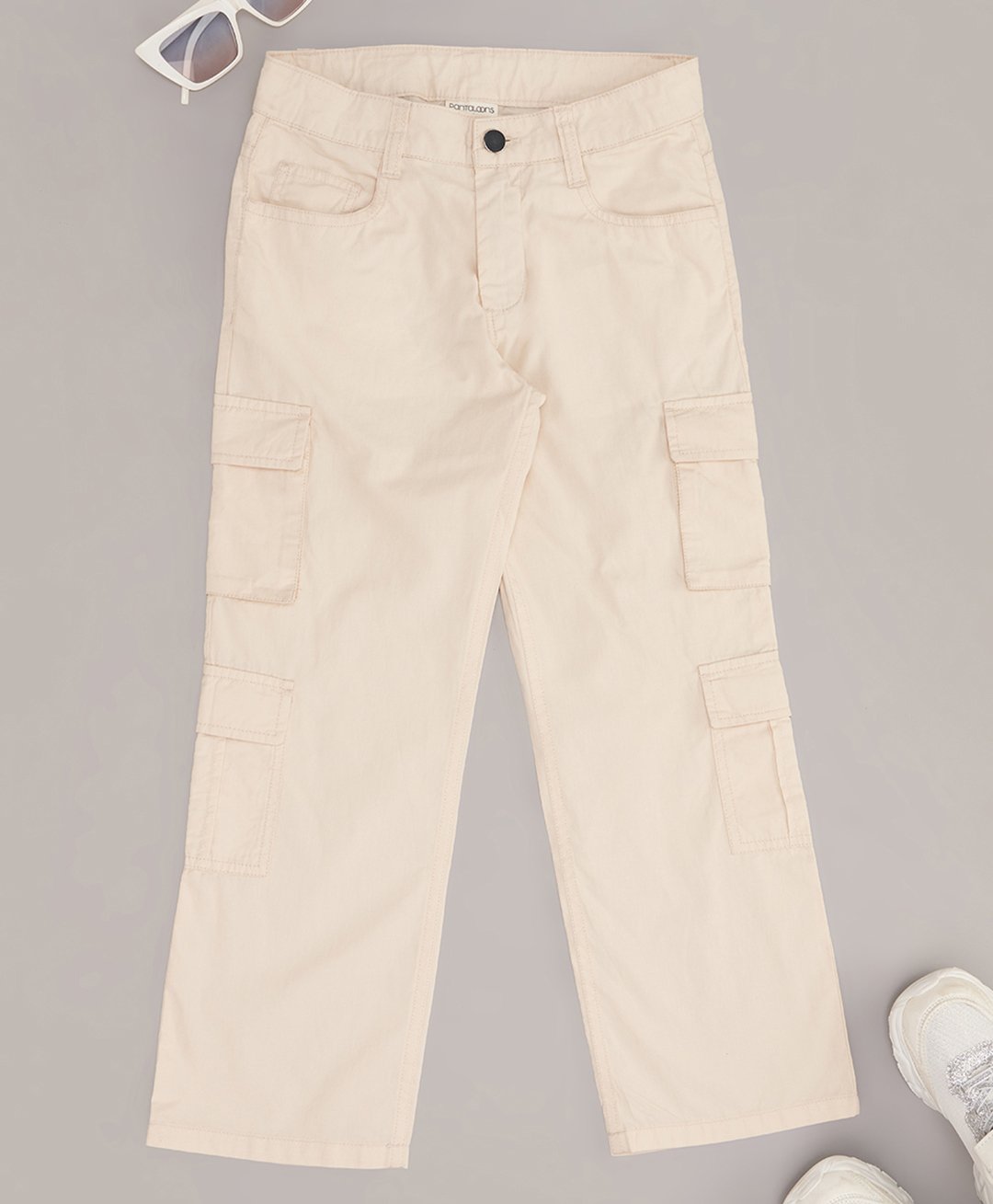 Pantaloons Junior Cotton Solid Pant - Cream-picture-27