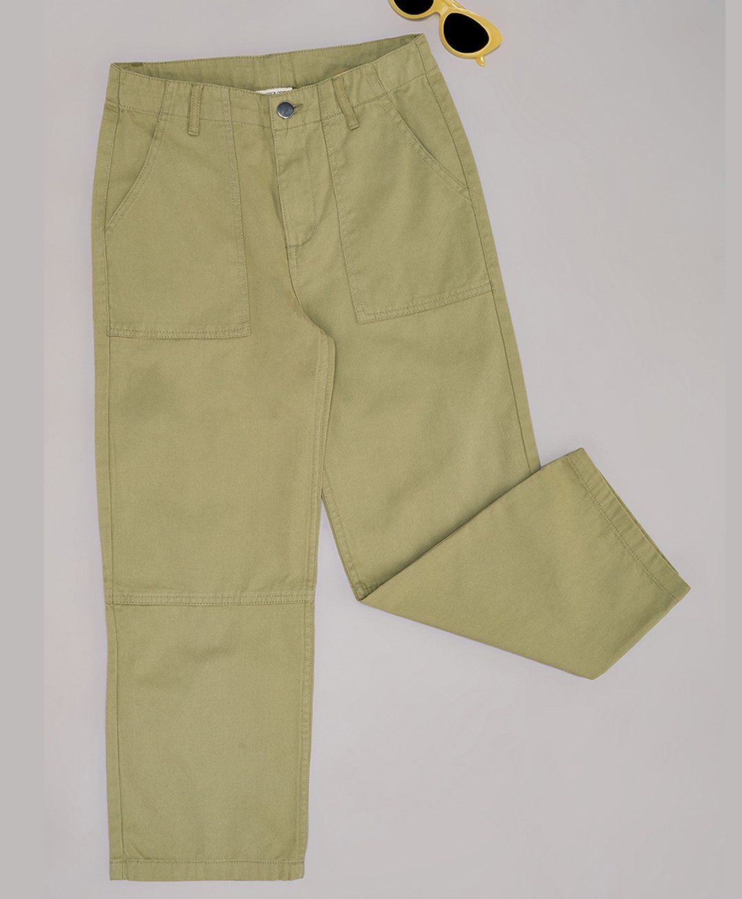 Pantaloons Junior Cotton Solid Pant - Olive Green-picture-25