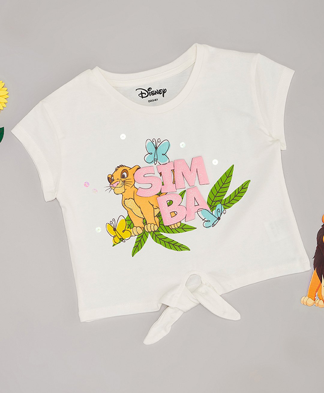 Pantaloons Junior Cotton Disney The Lion King Featuring Half Sleeves Simba Printed Top - Off White-picture-17