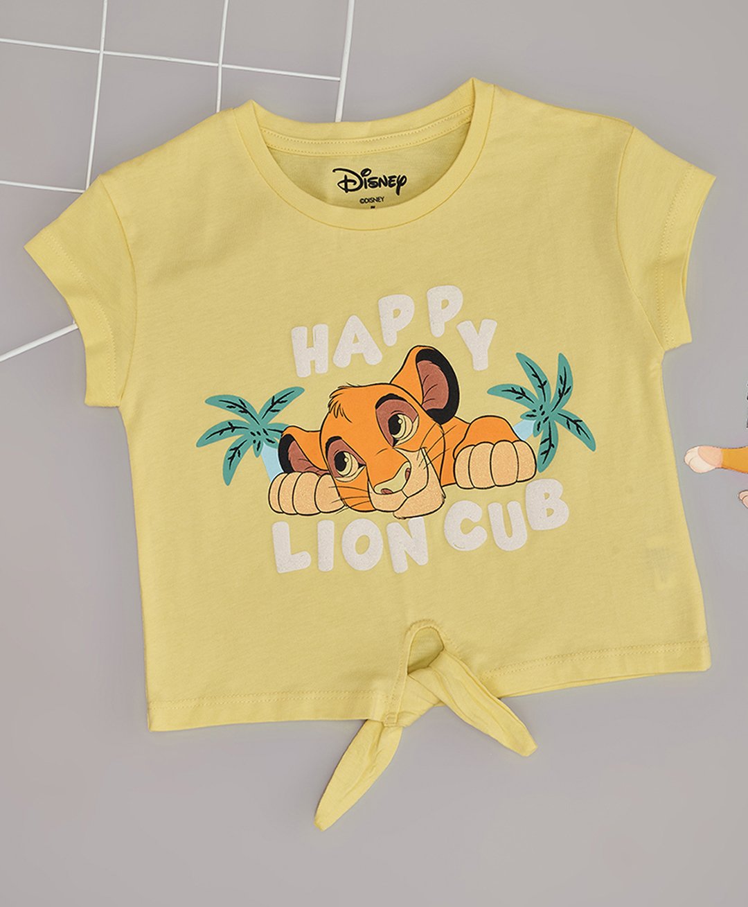Pantaloons Junior Cotton Disney The Lion King Featuring Half Sleeves Simba Printed Top - Yellow-picture-22