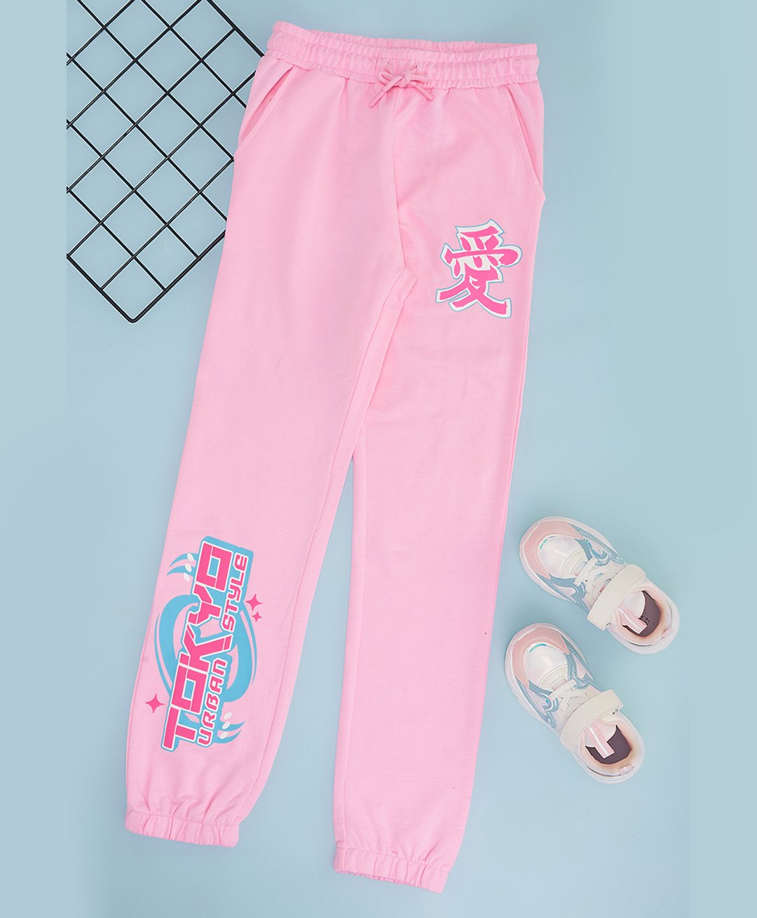 Pantaloons Junior Cotton Tokyo Urban Style Text Printed Track Pants - Pink-picture-21