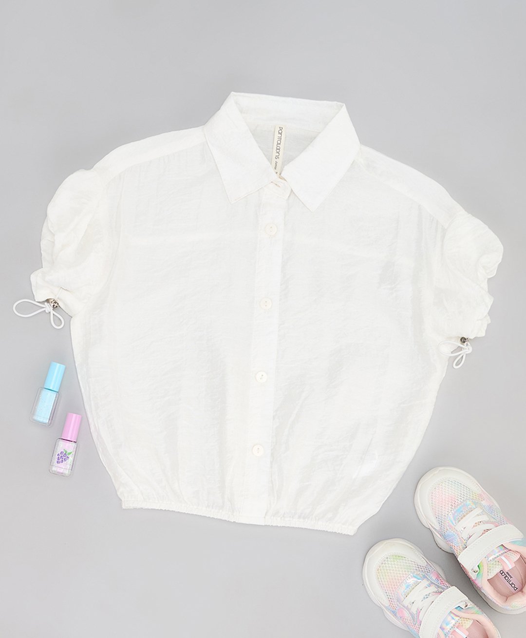 Pantaloons Junior Half Sleeves Solid Shirt Style Top - White-picture-23