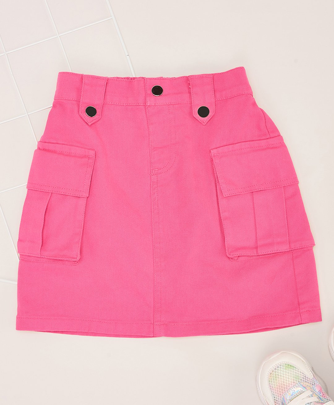 Pantaloons Junior Cotton Solid Skirt - Pink-image-49