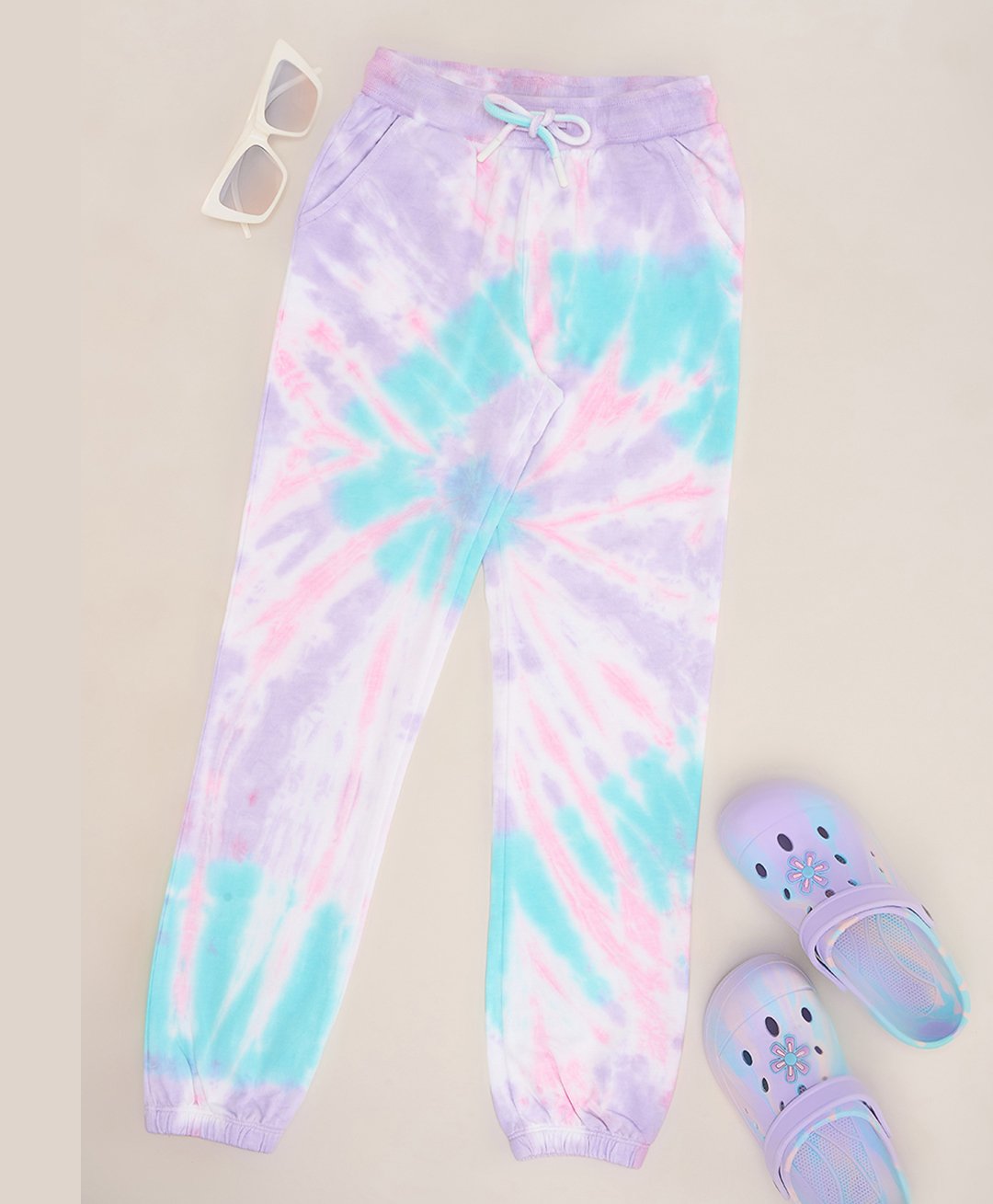 Pantaloons Junior Cotton Tie Dye Track Pants - Multi Colour-image-7