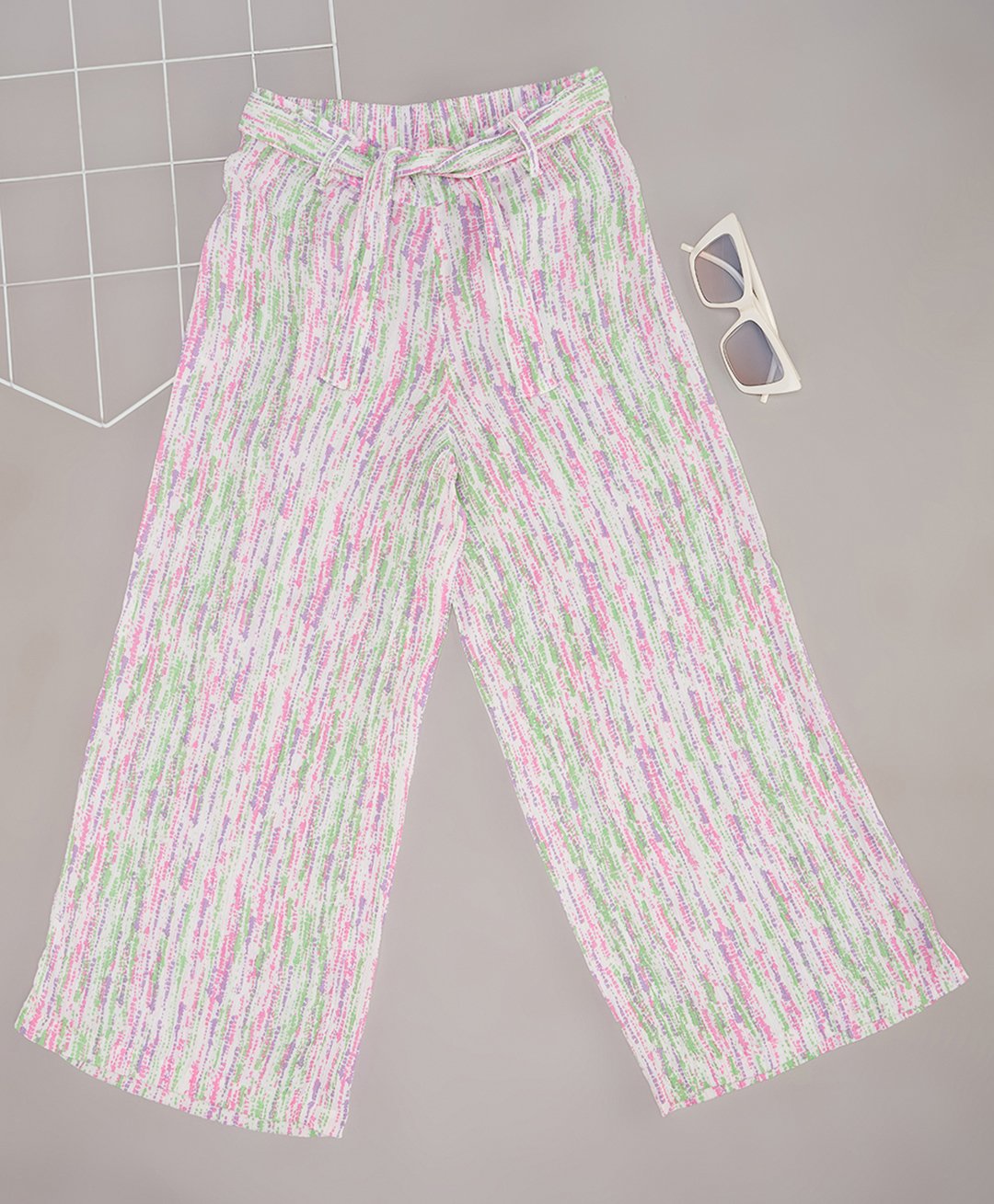 Pantaloons Junior Hearts Printed Palazzo With Belt - Multi Colour-picture-26