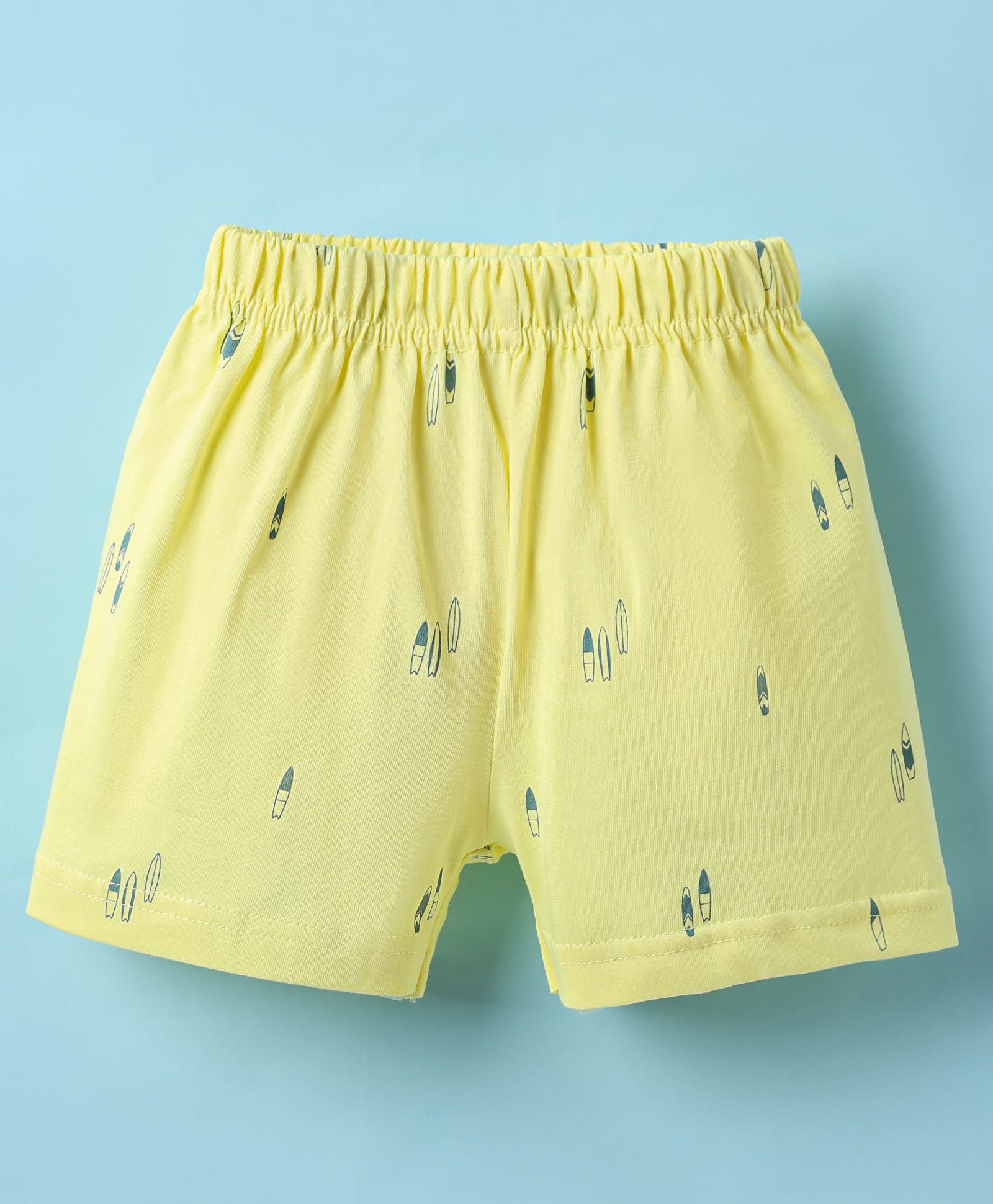 Ollypop Sinker Knit Above Knee Length Shorts With Surfboard Print - Lemon Yellow-picture-29