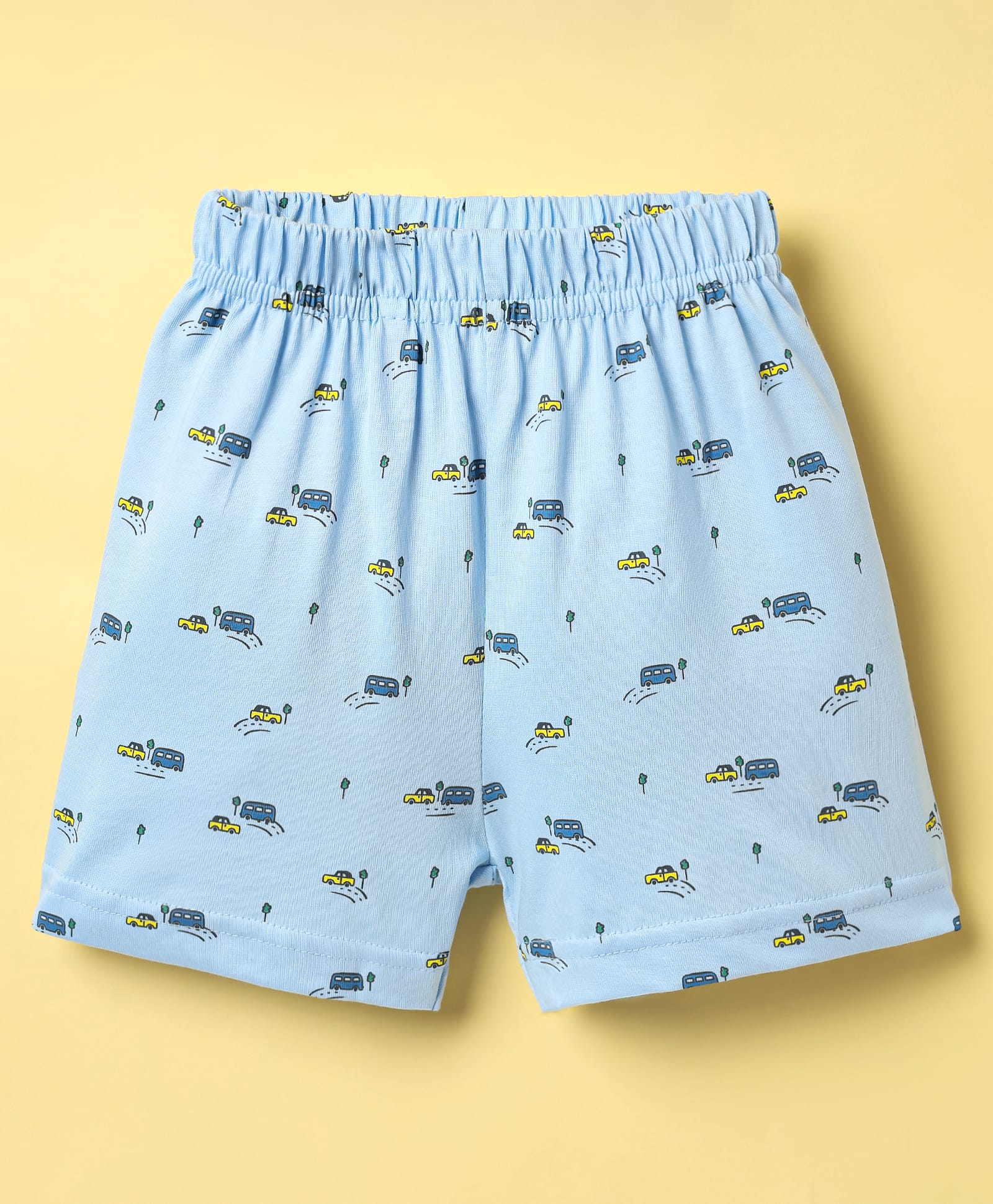 Ollypop Sinker Knit Above Knee Length Shorts With Vehicle Print - Light Blue-picture-42
