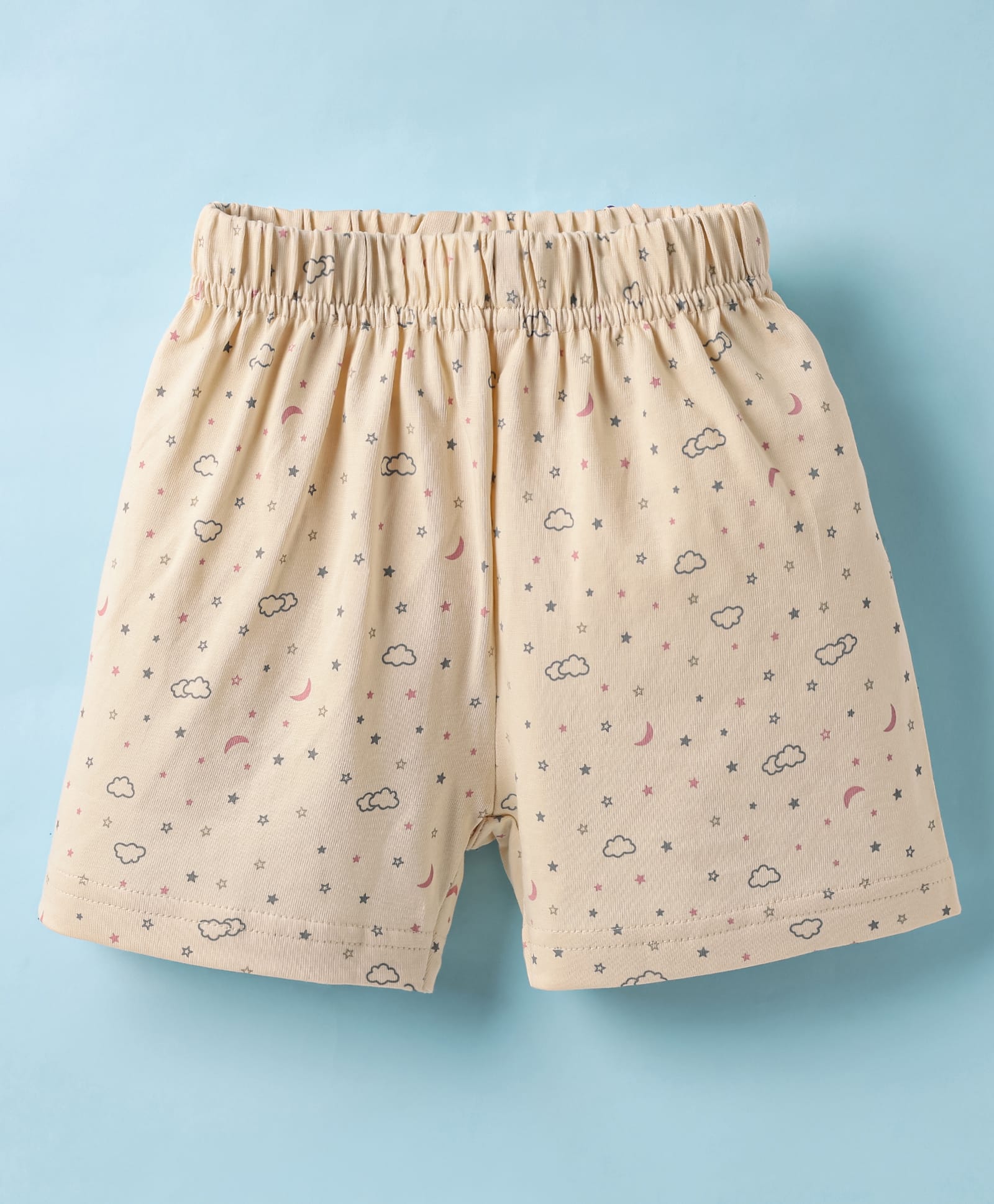 Ollypop Sinker Knit Above Knee Length Shorts With Star Print - Cream-picture-13
