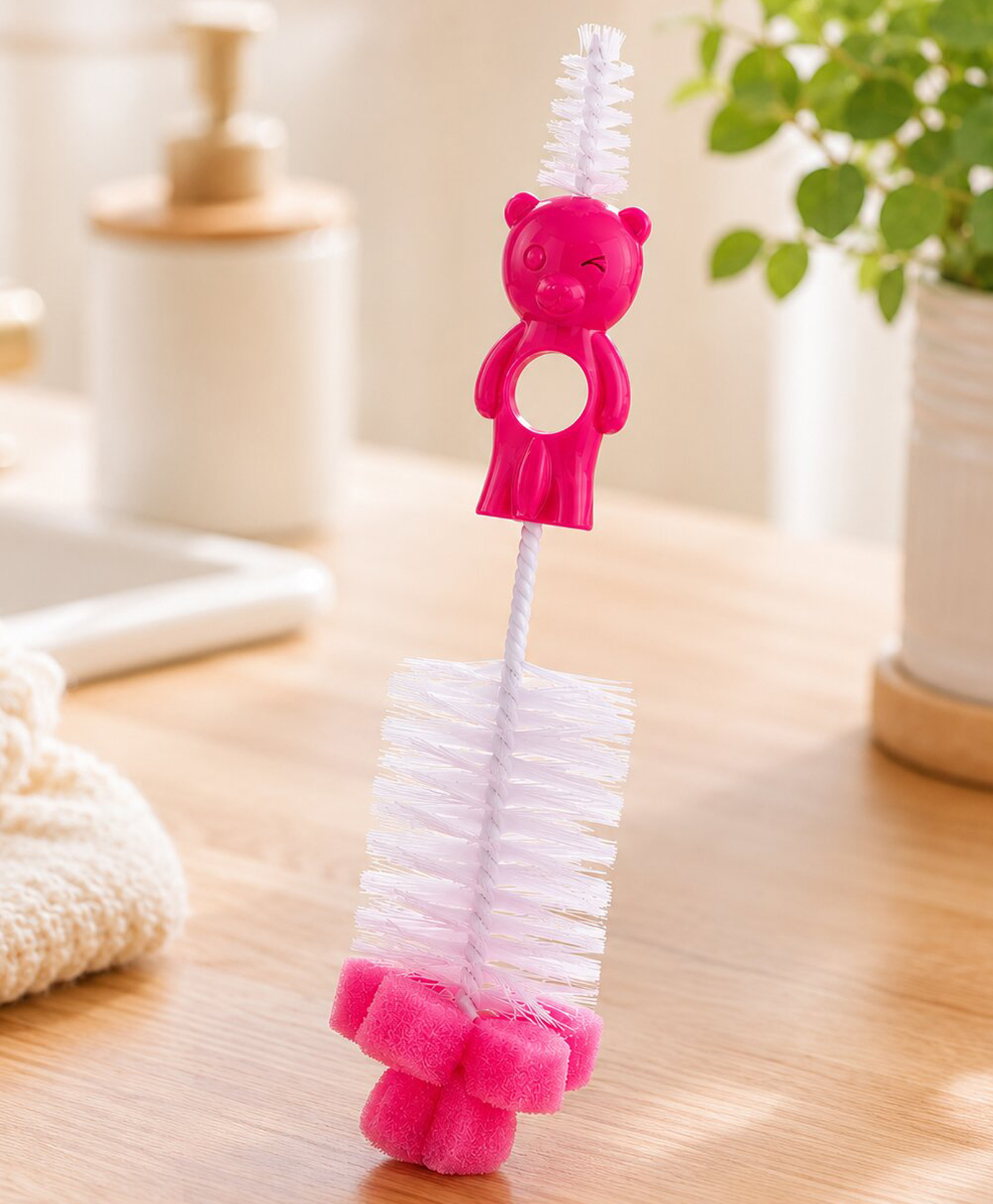 Adore Hola Bear 2 in 1 Bottle Cleaning Brush Kit- Pink-picture-25