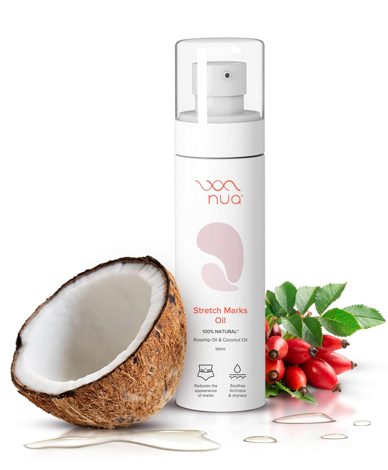 Nua Stretch Marks Oil with Natural Ingredients Rosehip & Coconut Oil - 100 ml