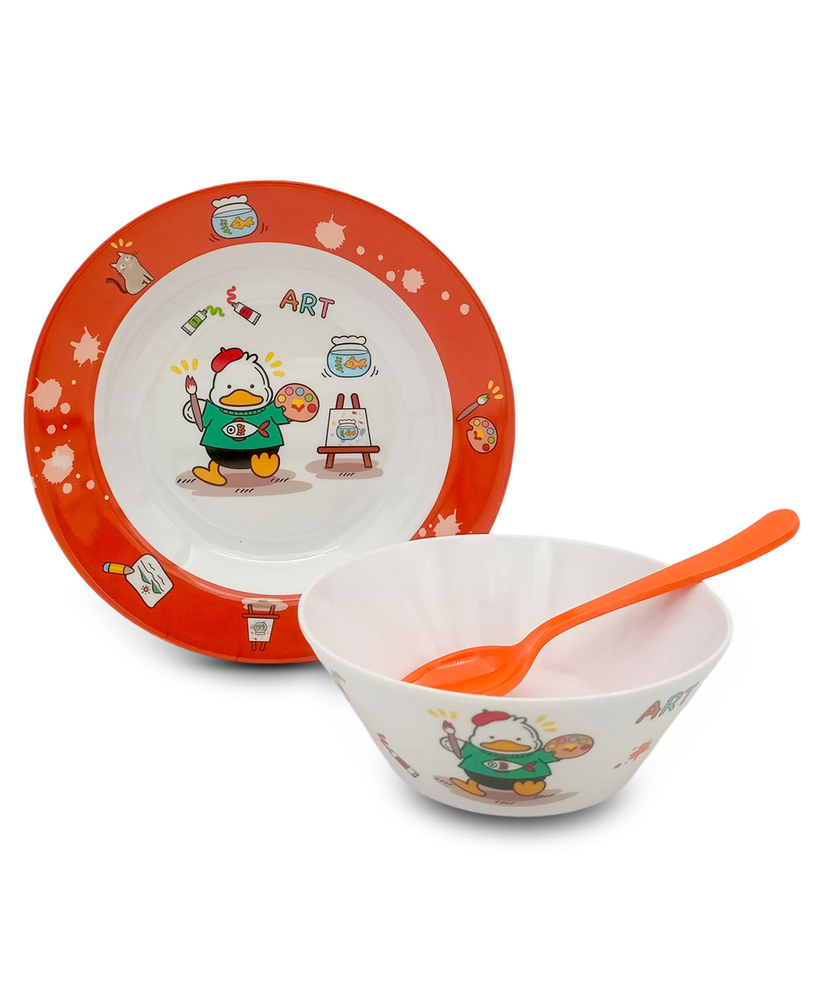 Superware Melamine Kids snack Plate with spoon - duck ( Set of 3 )-image-26