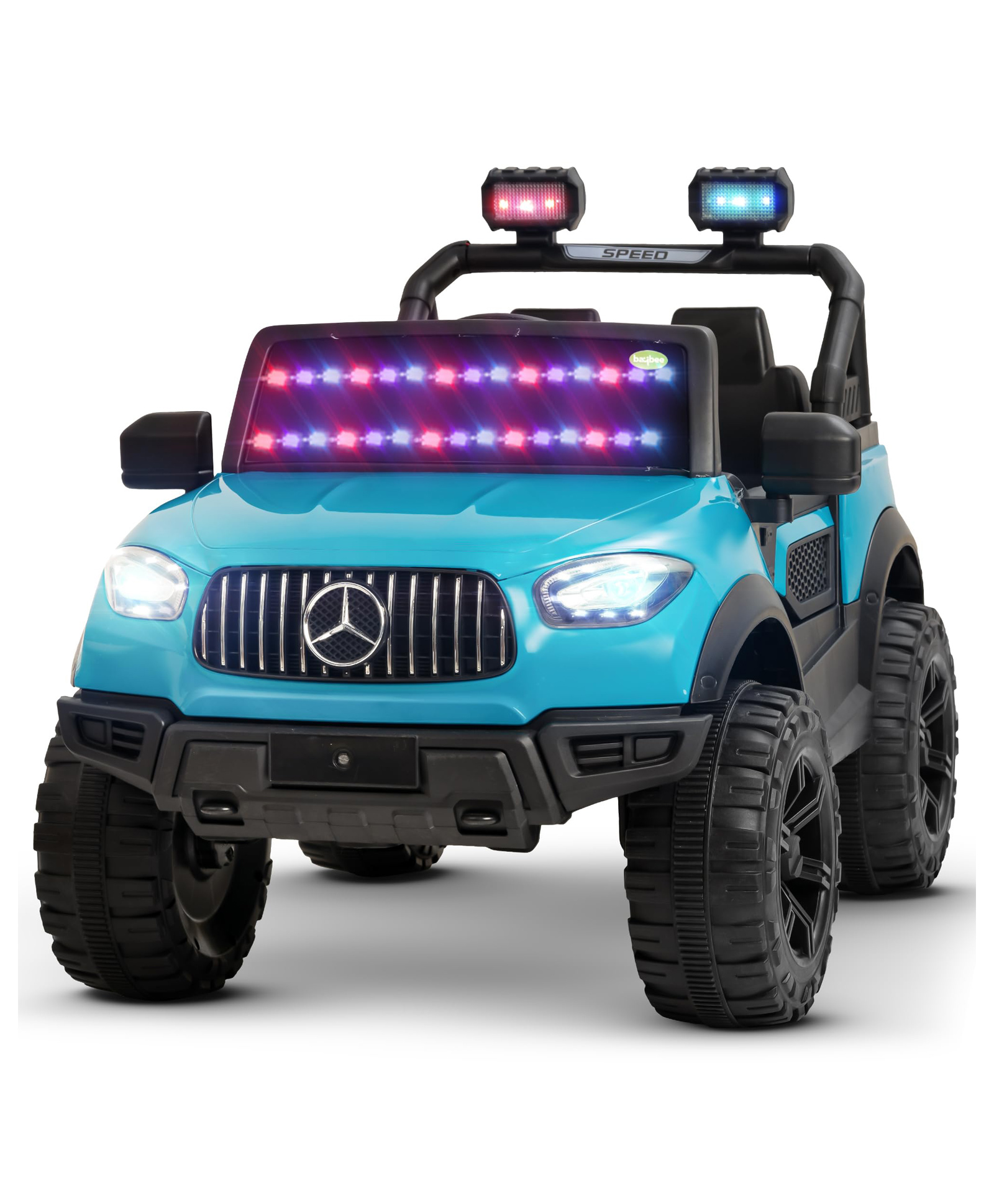 BAYBEE Renegade Battery Operated Jeep for Kids, Ride on Toy Kids Car with Led Windshield, Light & Music | Baby Battery Car | Electric Jeep Car for Kids (Teal Green)-image-42